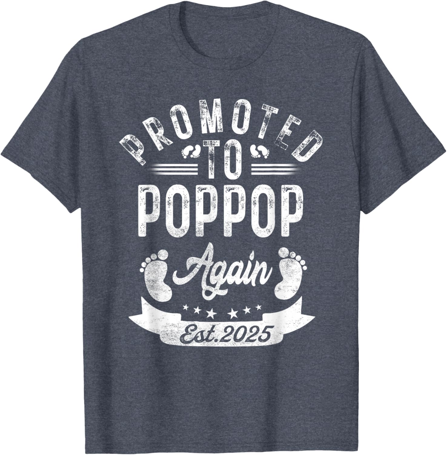 Promoted To Poppop Again EST 2025 Cute Pregnancy Announcement T-Shirt - 5