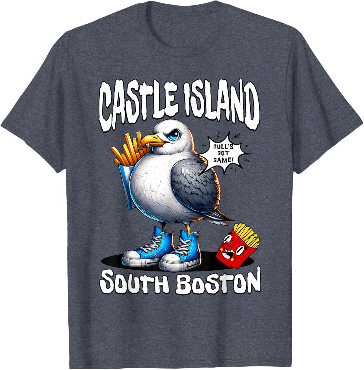 Funny Castle Island Seagull French Fries T-Shirt for Food Lovers - 24