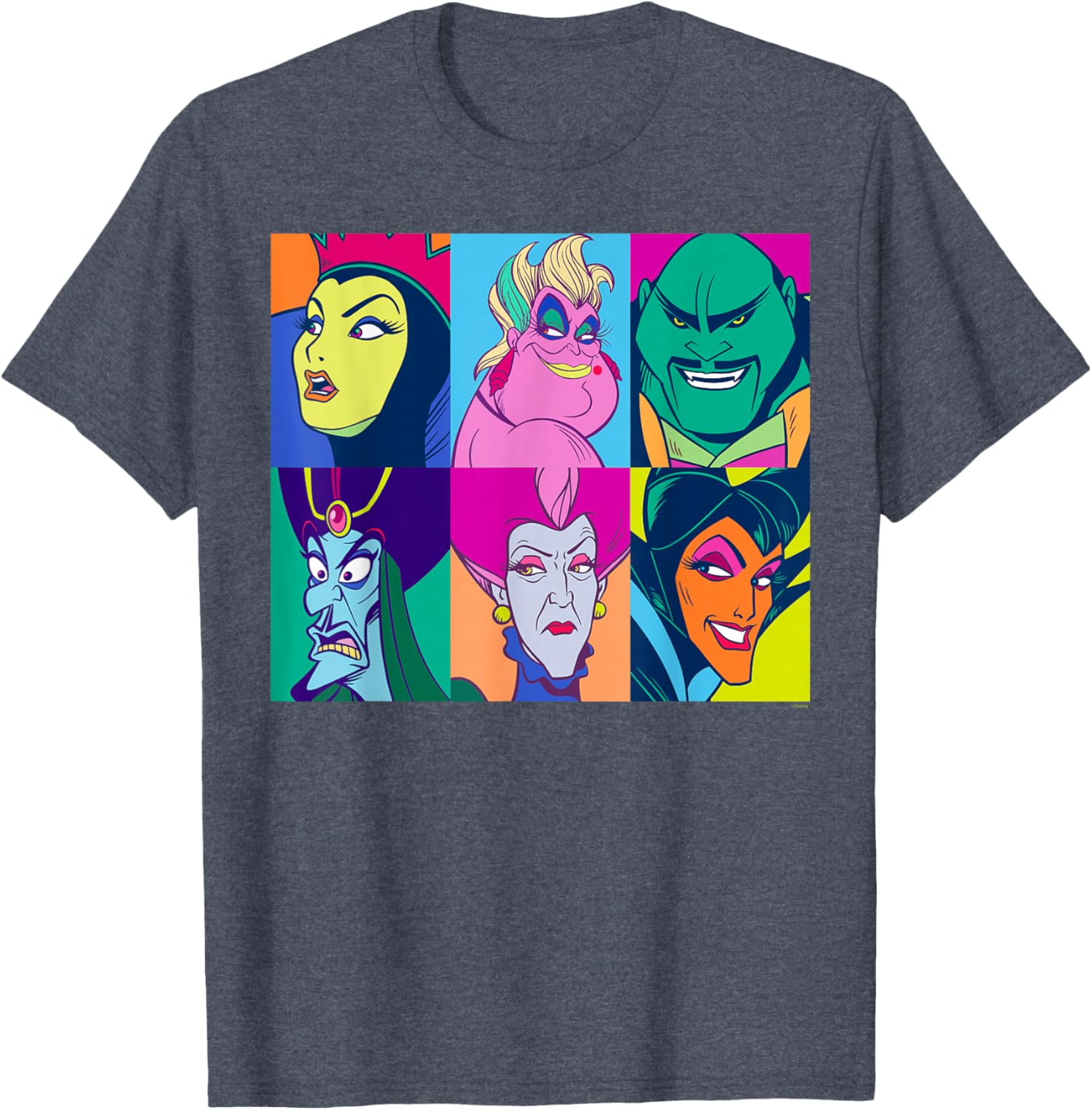 Disney Villains Retro Color Grid T-Shirt for Fans of Classic Characters - 25