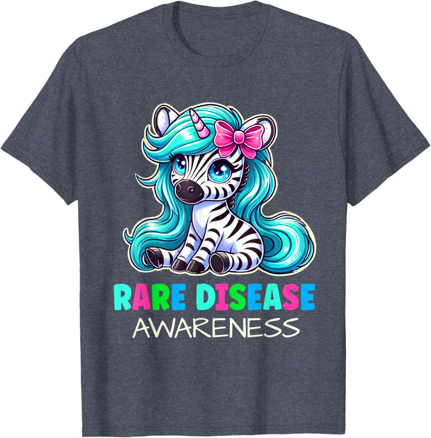 Rare Disease Awareness Zabra Ribbon Kids T-Shirt for Rare Disease Day - 11