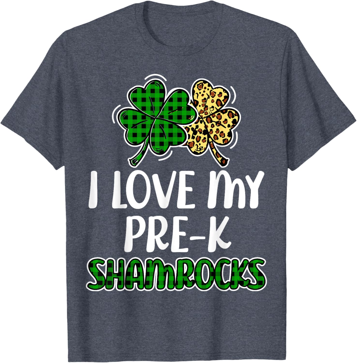 I Love My Pre-K Shamrocks Buffalo Plaid St Patricks Day T-Shirt - 4