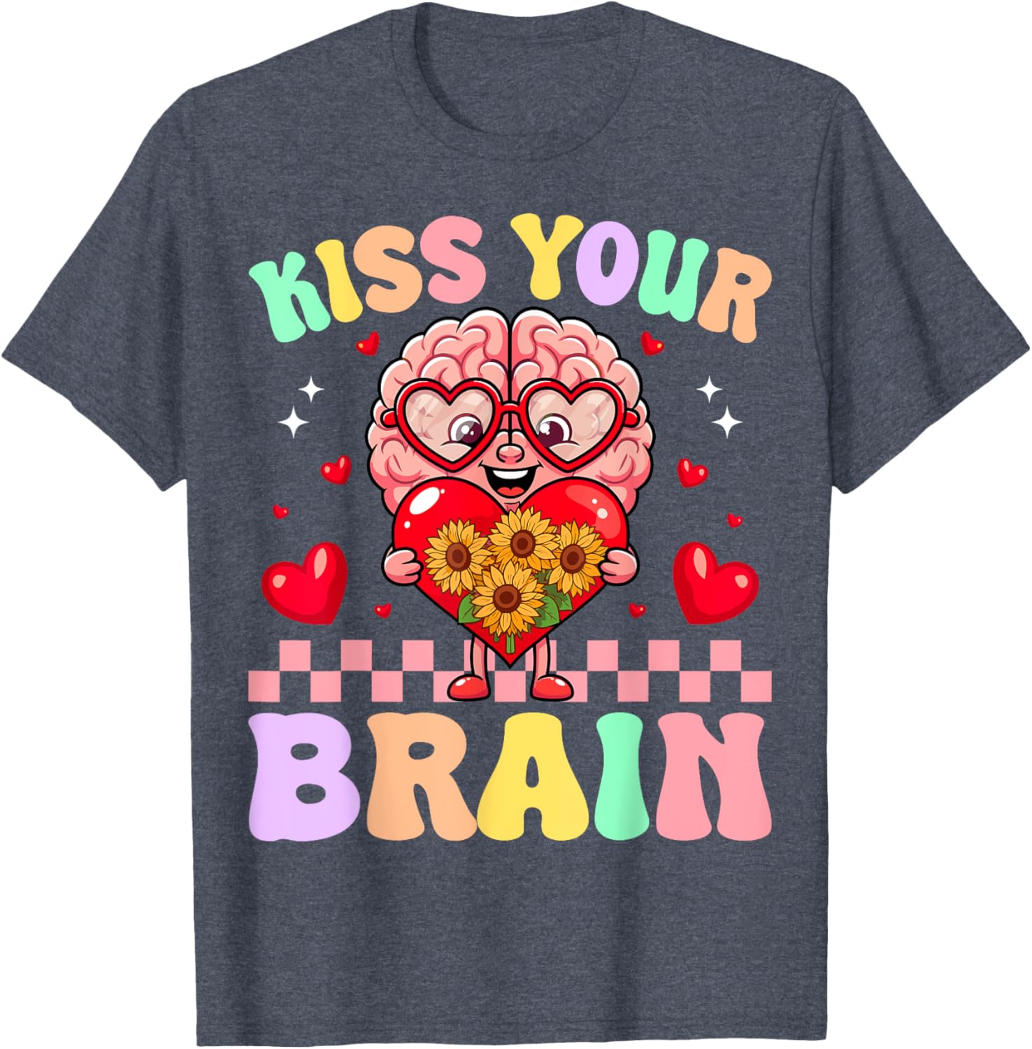 Funny Teacher Valentine's Day T-Shirt - Kiss Your Brain Gift for Educators - 15