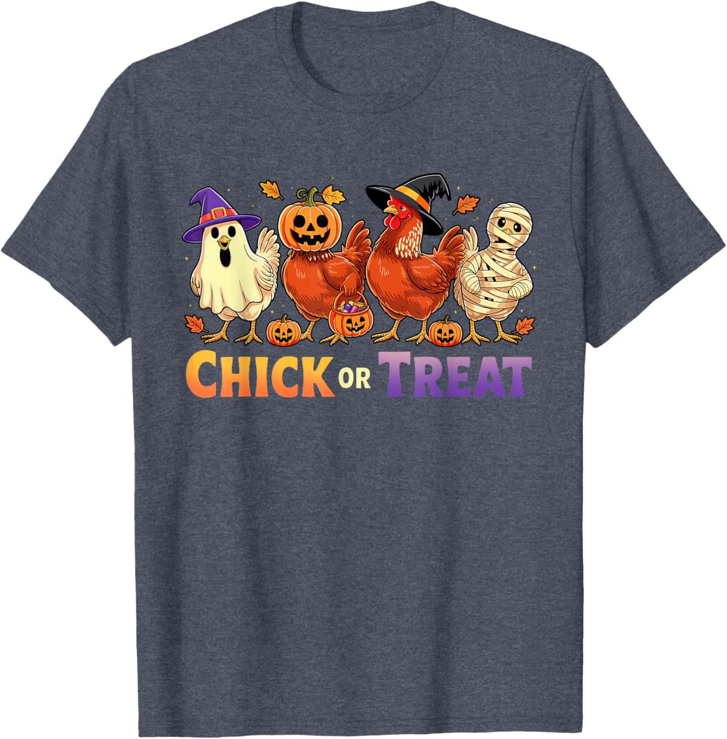 Funny Chick or Treat Halloween Witch Spooky Chicken Farmer T-Shirt - 14
