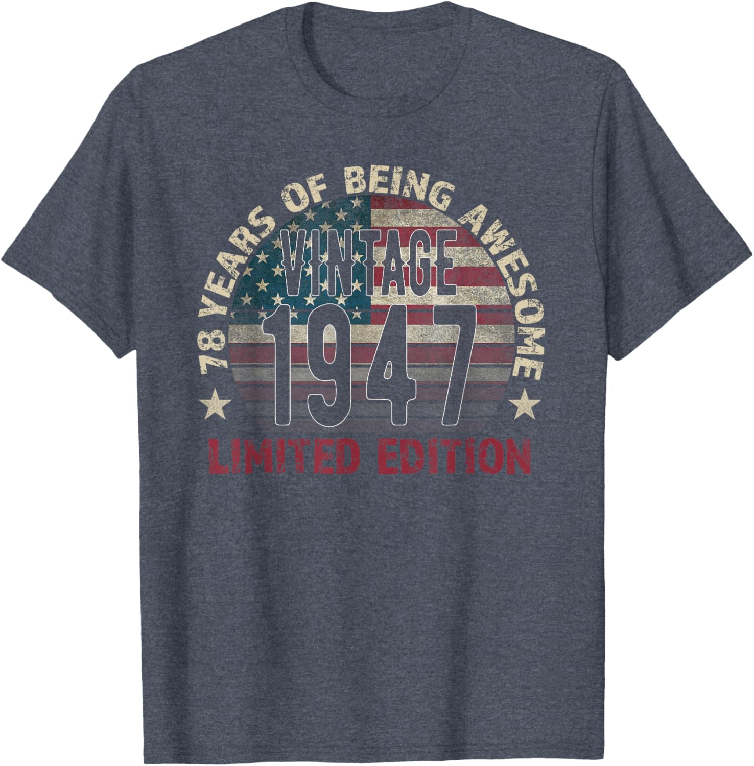 Vintage 78th Birthday T-Shirt for Men Born in 1947 Turning 78 Years Old - 2