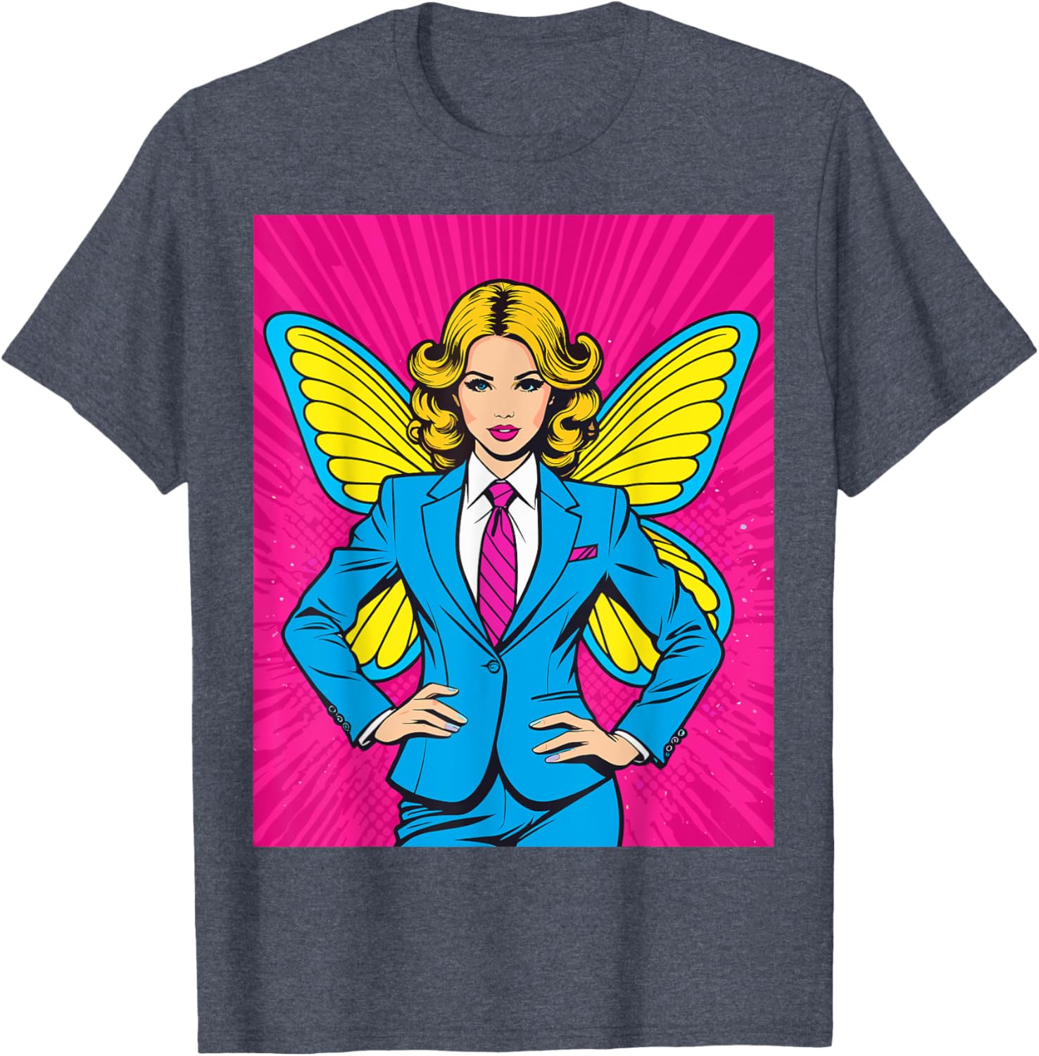 Pop Art Fairy in Business Suit T-Shirt for Stylish Casual Wear - 25