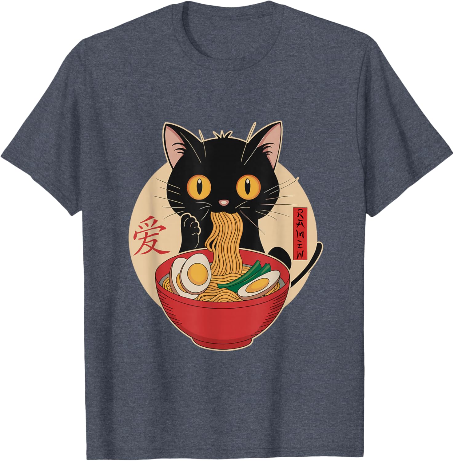 Cute Cat Eating Ramen Noodles Kawaii Anime T-Shirt for Cat Lovers - 15