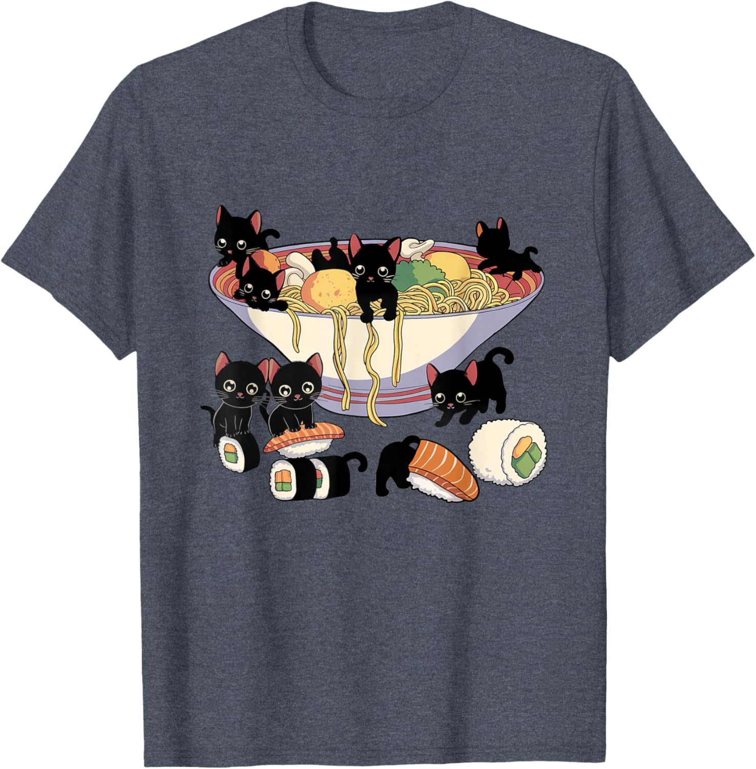 Cute Cat Ramen Sushi T-Shirt for Anime Lovers and Cat Enthusiasts - 28