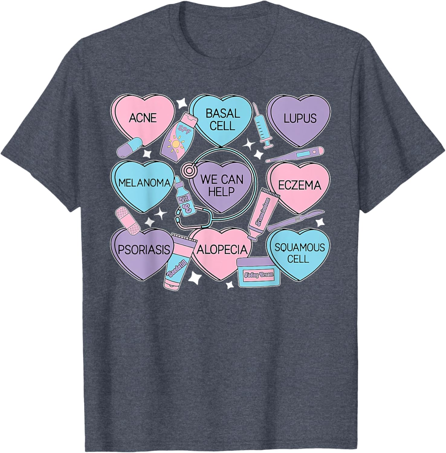 Retro Dermatology Candy Heart Shirt for Valentine's Day Gifts - 11