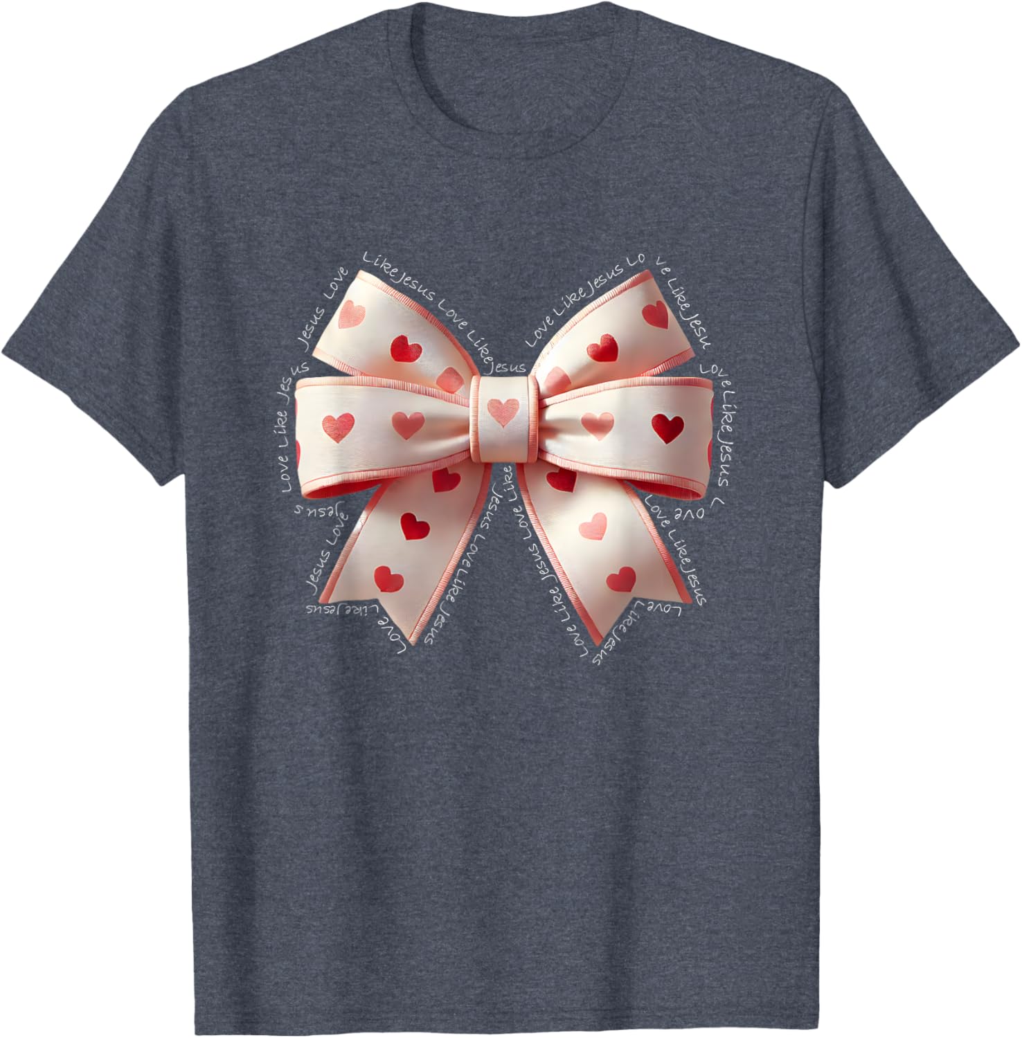 Jesus Valentine's Day Coquette Bow Tee Love Like Jesus T-Shirt for Kids - 5