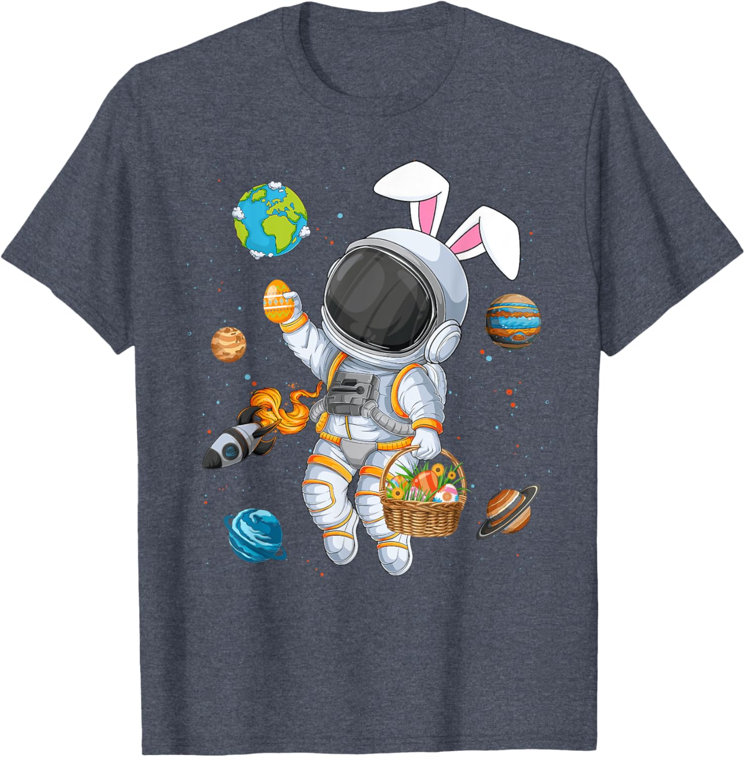 Funny Astronaut Bunny Ears Easter T-Shirt for Boys and Kids - 25