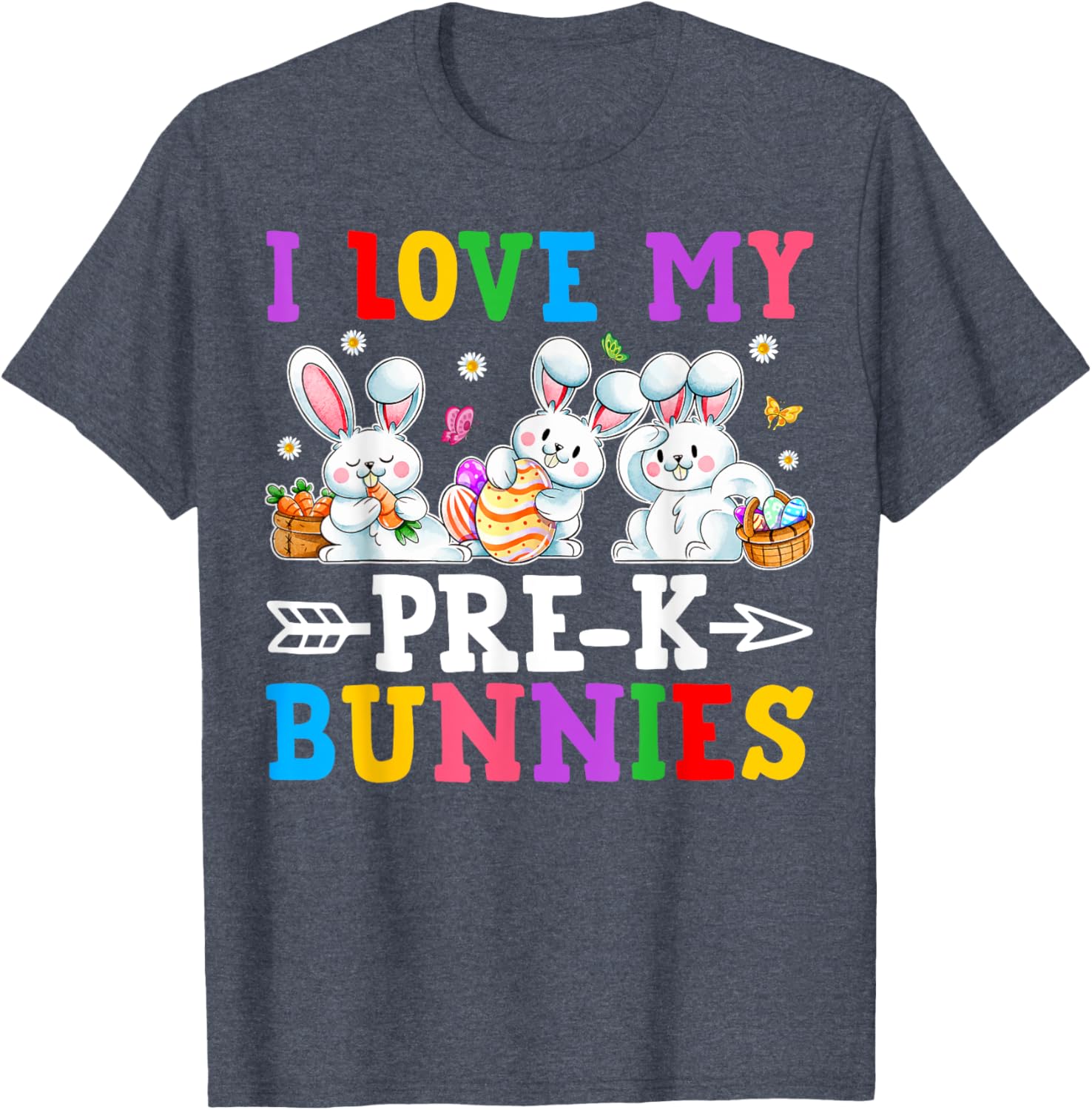 Funny I Love My Pre-K Bunnies T-Shirt for Preschool Teachers Easter Fun - 20