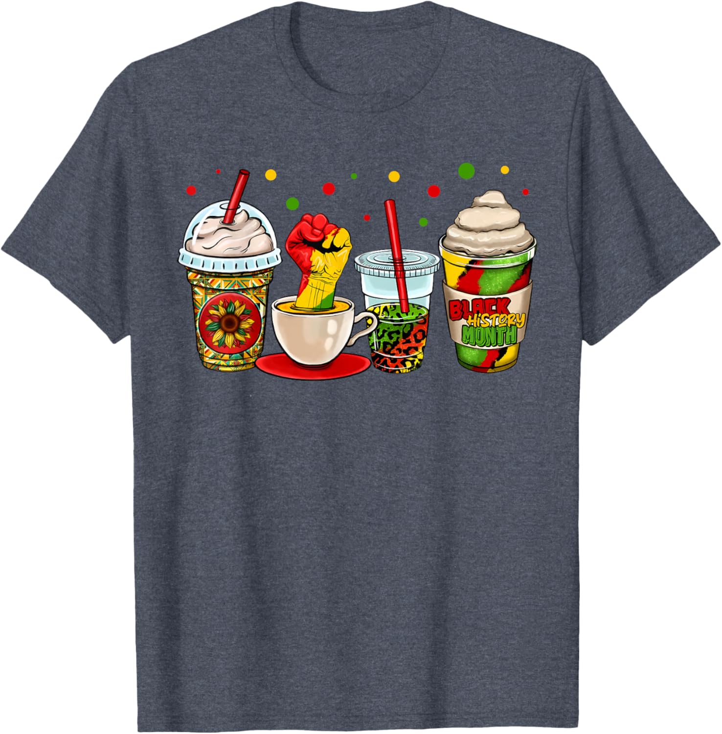 Celebrate Black History Month with Kente Dashiki Coffee Cup T-Shirt - 24
