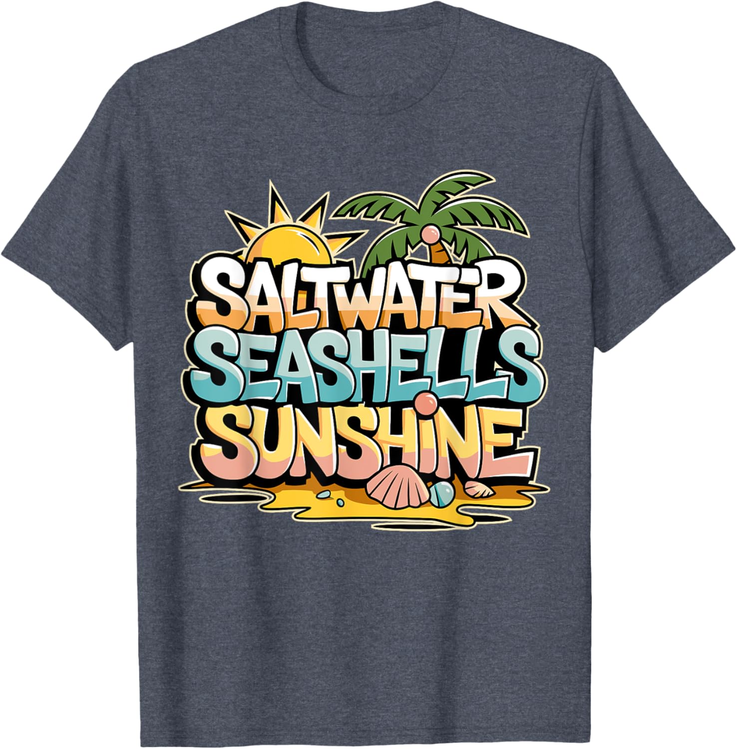 Funny Beach T-Shirt with Saltwater Seashells for Cruise Gifts - 12