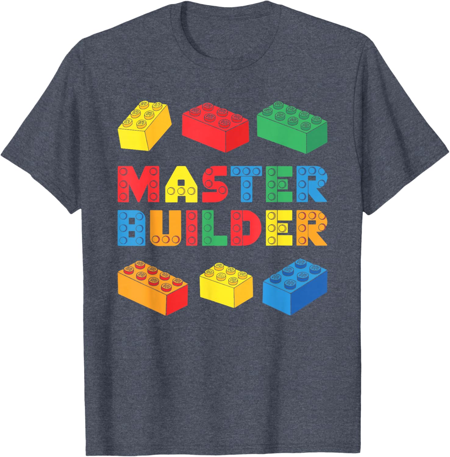 Master Builder T-Shirt for Kids and Adults with Fun Brick Design - 1