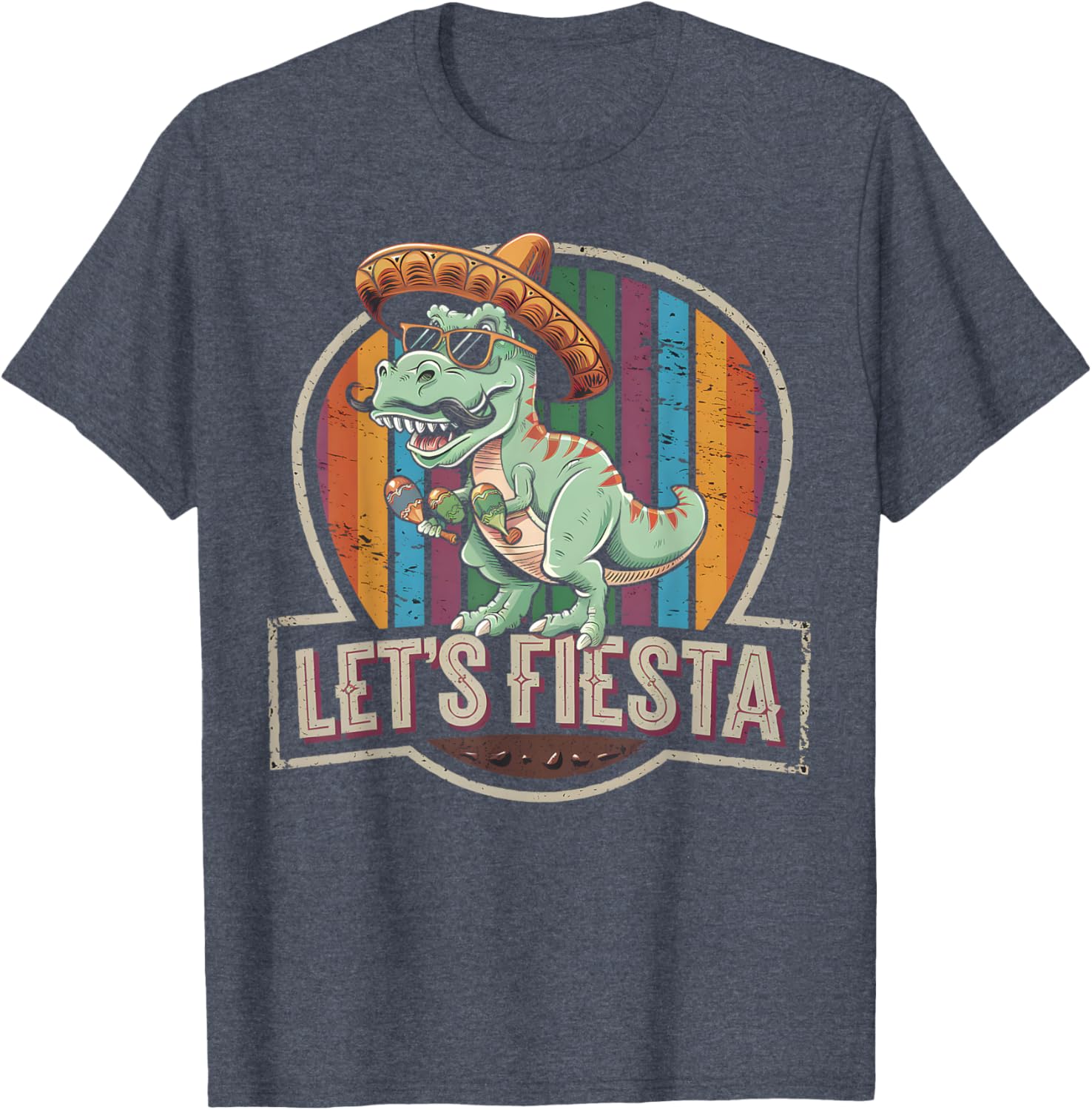 Cute Let's Fiesta Mexican Dino Trex T-Shirt for Toddler Boys - 9