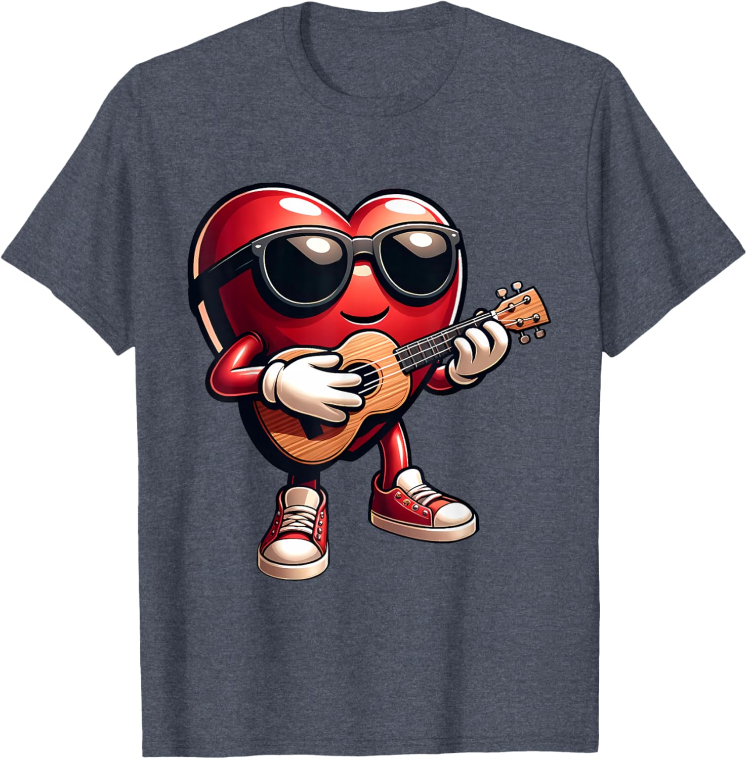 Heart Ukulele Love T-Shirt for Musicians Perfect for Valentine's Day - 4
