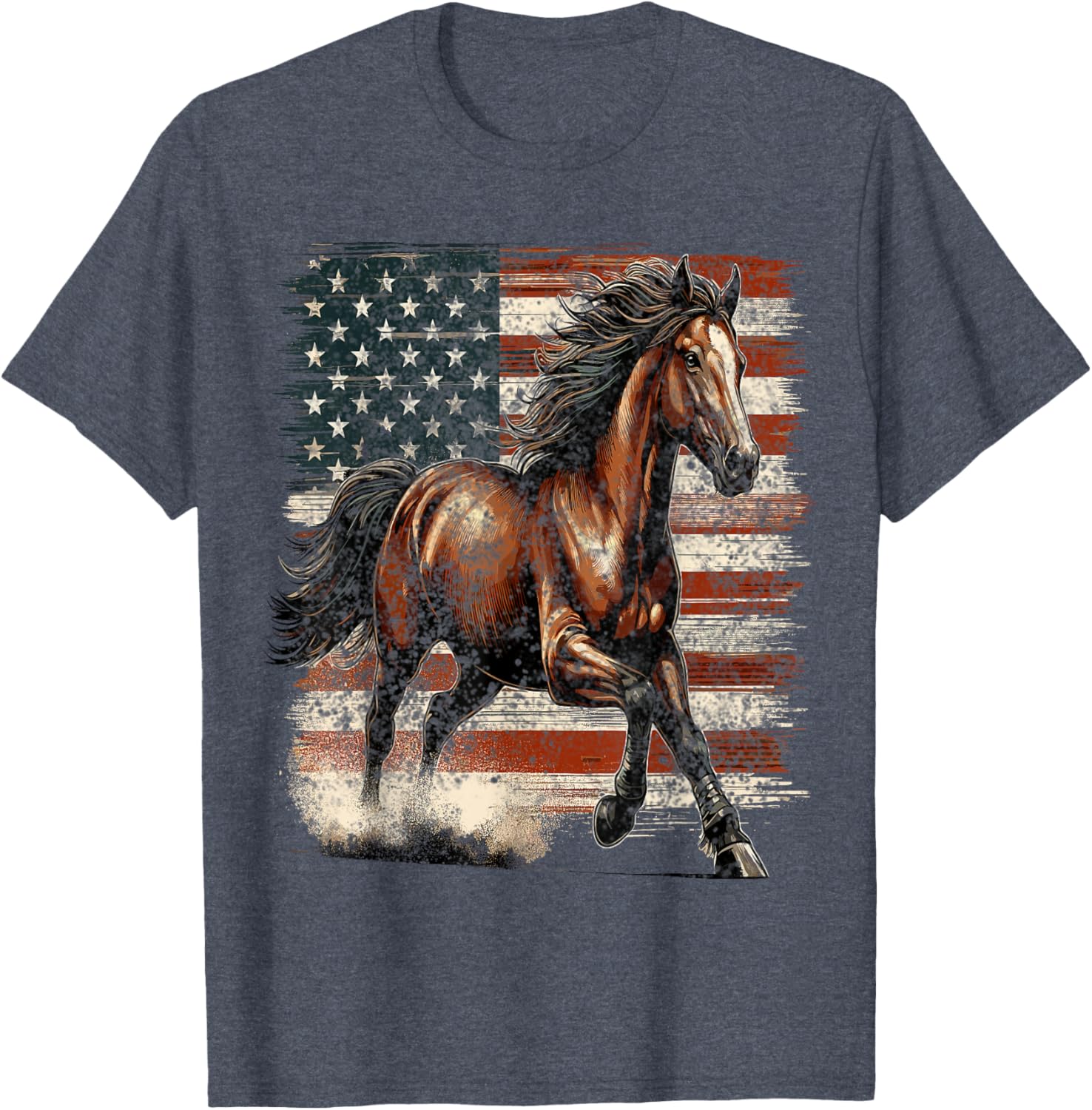 Patriotic Horse American Flag T-Shirt Perfect for 4th of July Celebrations - 14