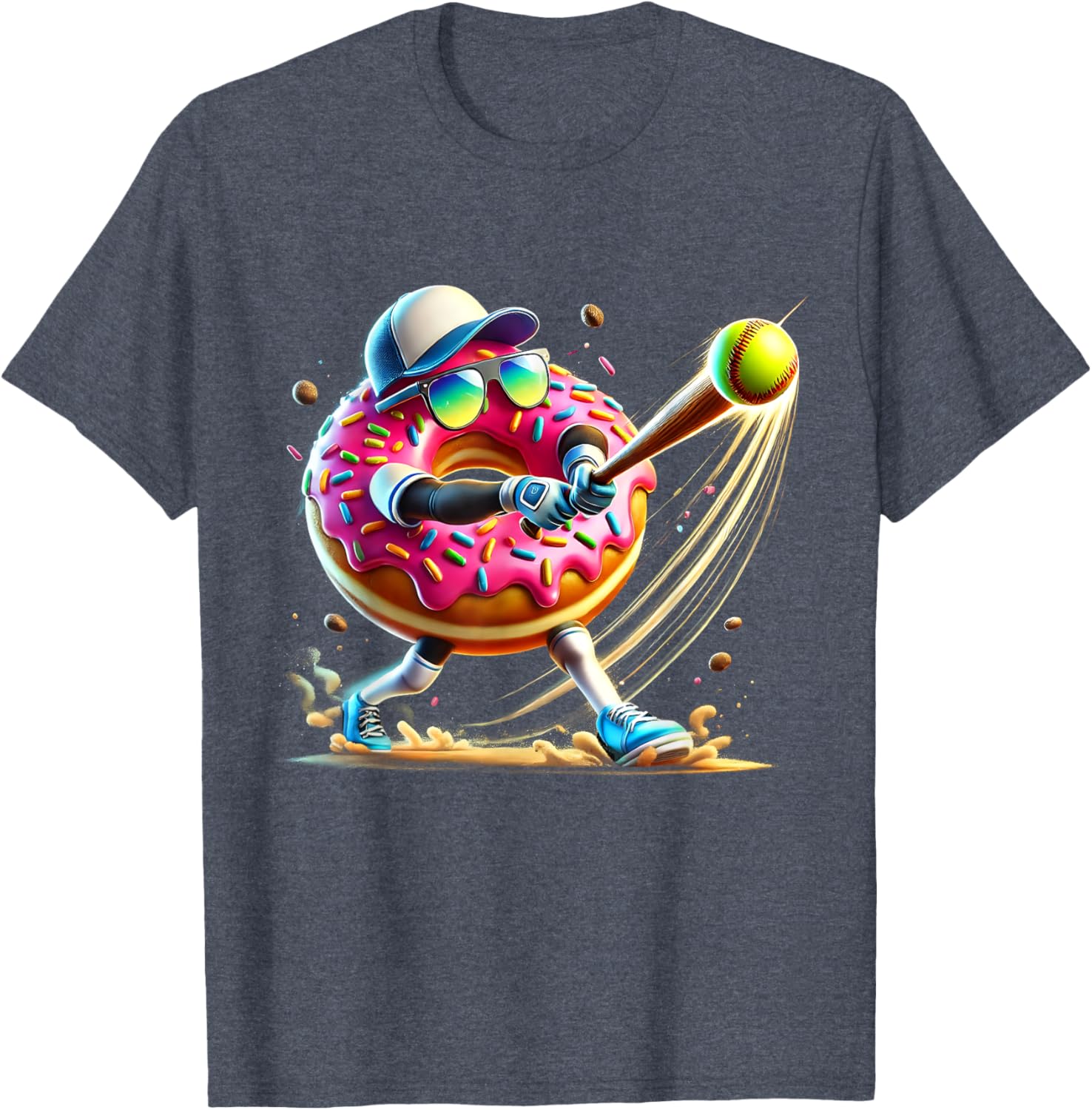 Donut Lover Softball Player T-Shirt Fun Sports Tee for All Ages - 9