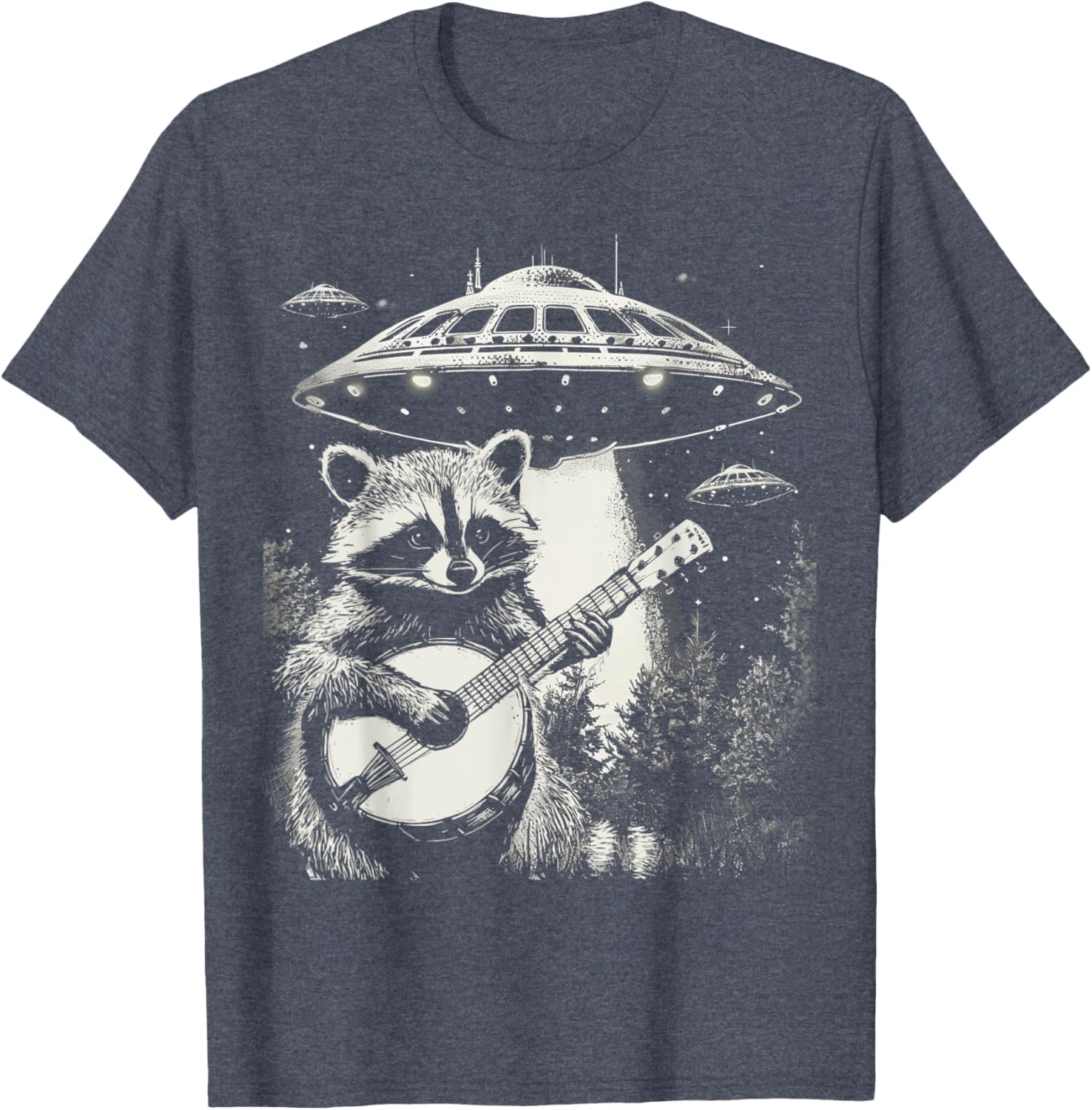 Funny Vintage Raccoon Banjo Alien T-Shirt for Unique Style Lovers - 1