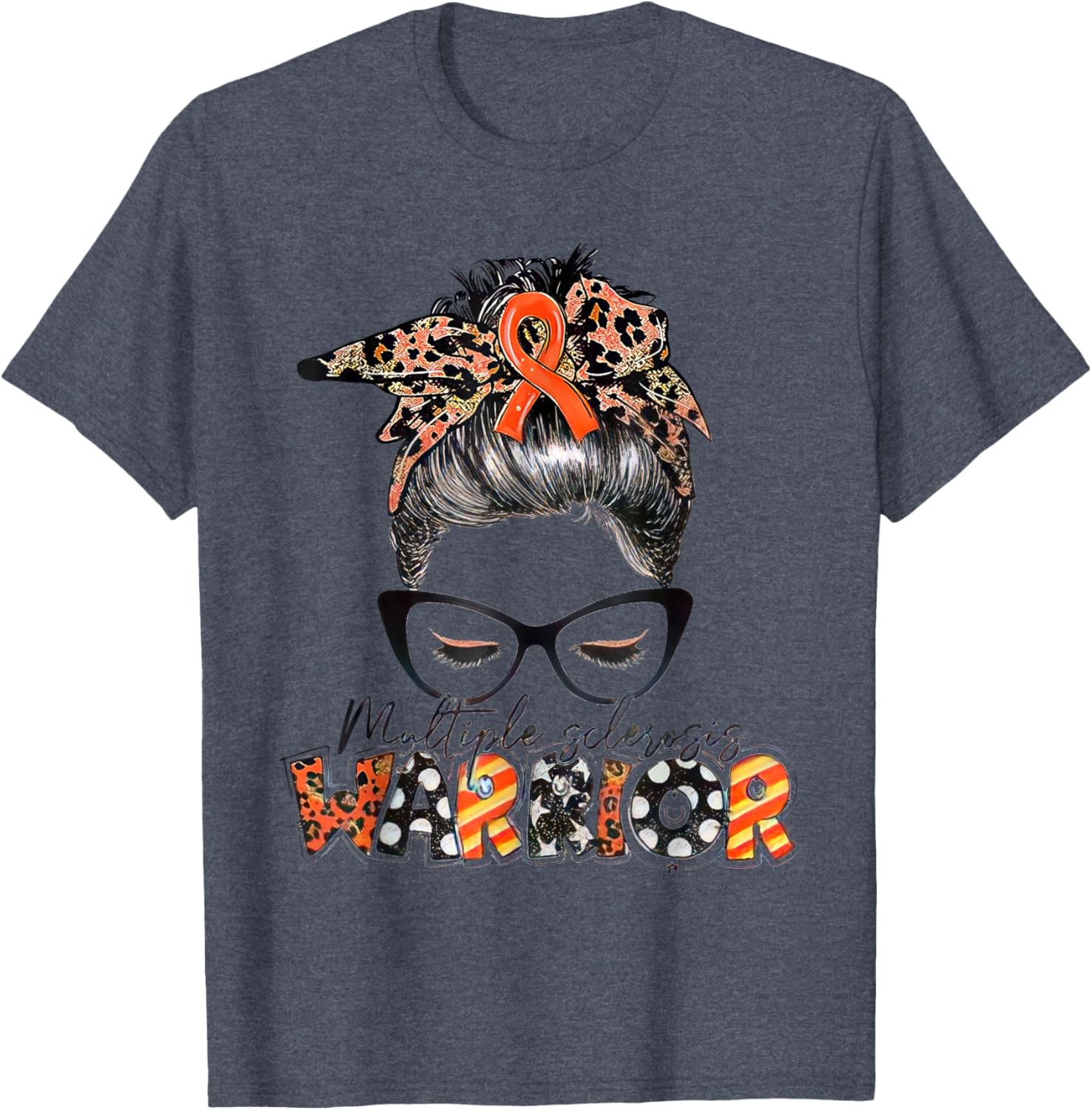 Multiple Sclerosis Warrior Messy Bun T-Shirt - MS Awareness Apparel - 5