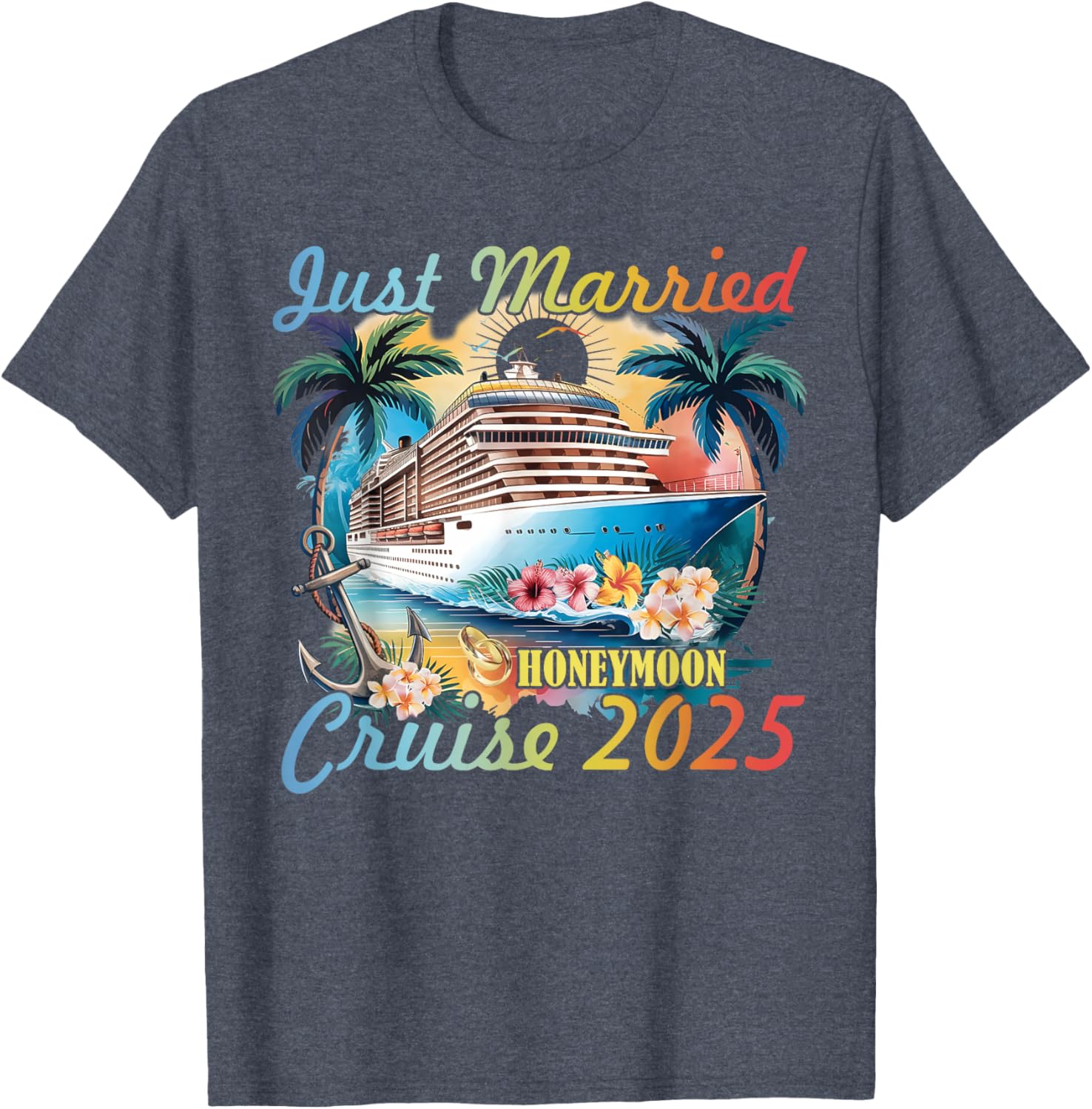 Just Married Honeymoon Cruise T-Shirt for Couples 2025 Adventure - 6