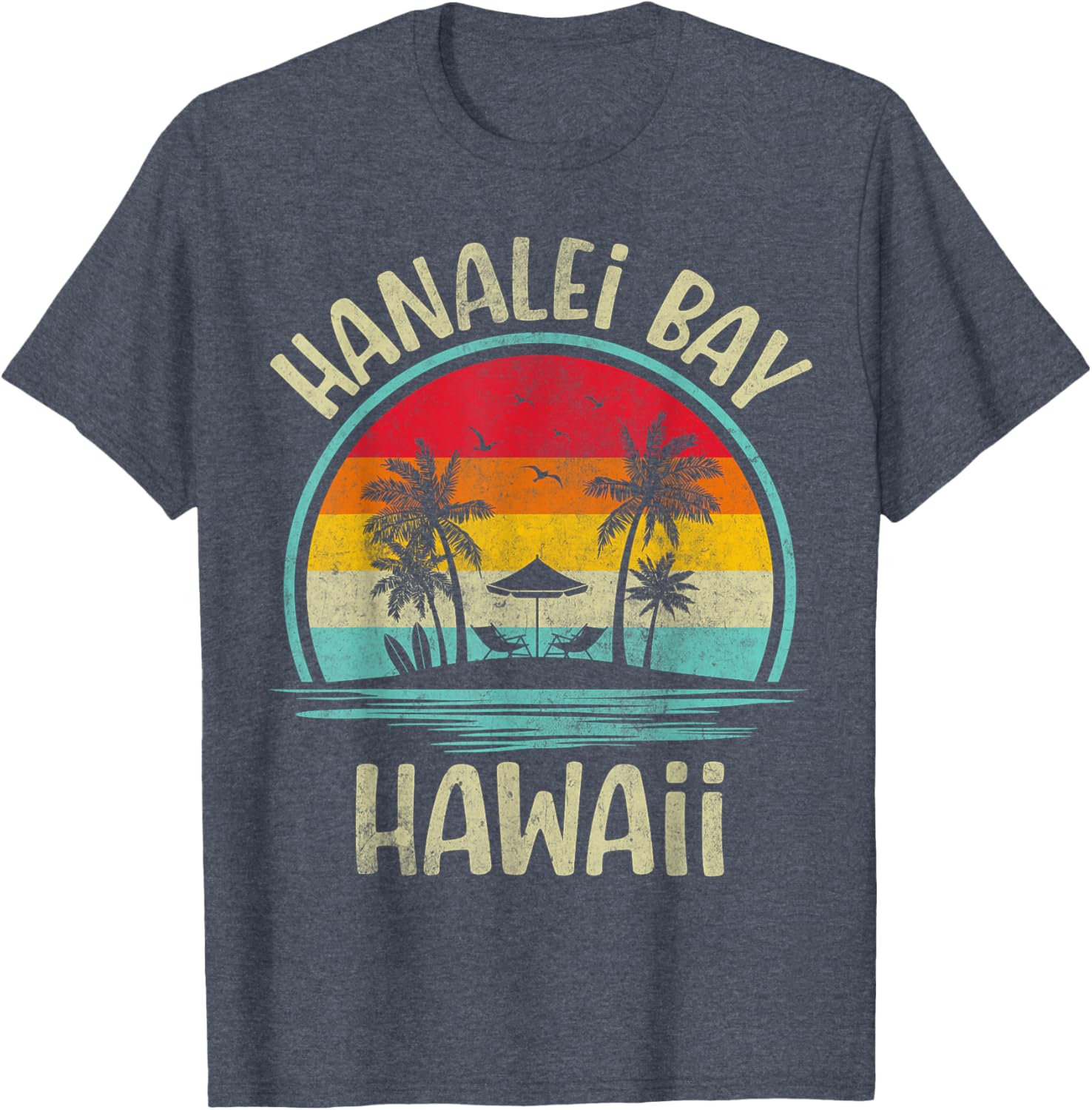 Hanalei Bay Beach Hawaii Palm Tree Family Summer Vacation T-Shirt - 12