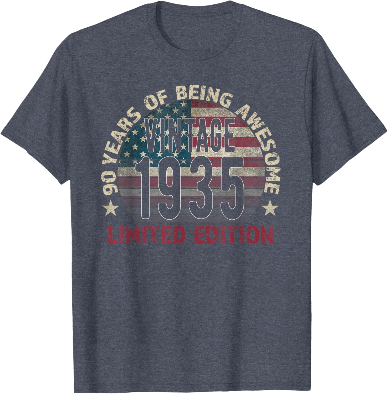 Vintage 90th Birthday T-Shirt for Men Born in 1935 Celebrating 90 Years - 3