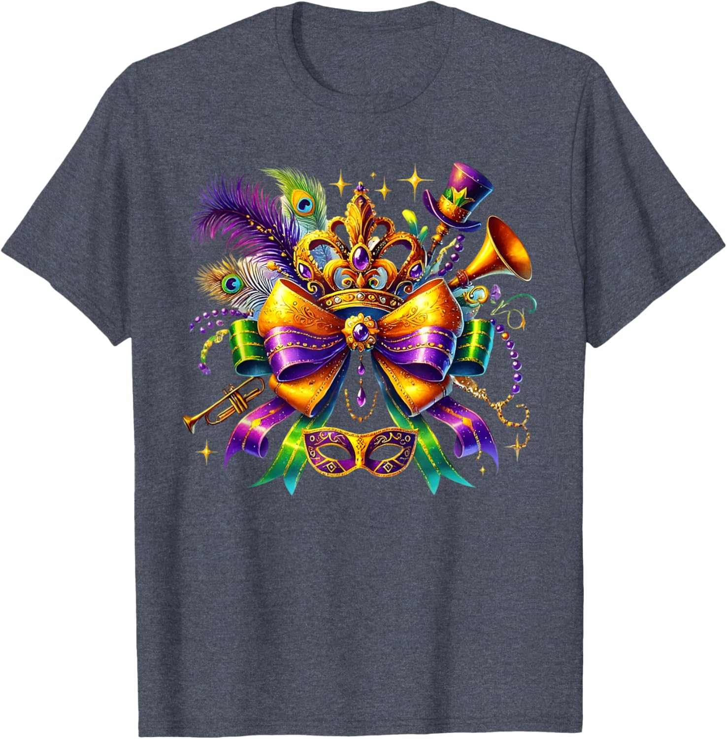 Mardi Gras Coquette Bow T-Shirt for Women and Girls - Festive Style - 13