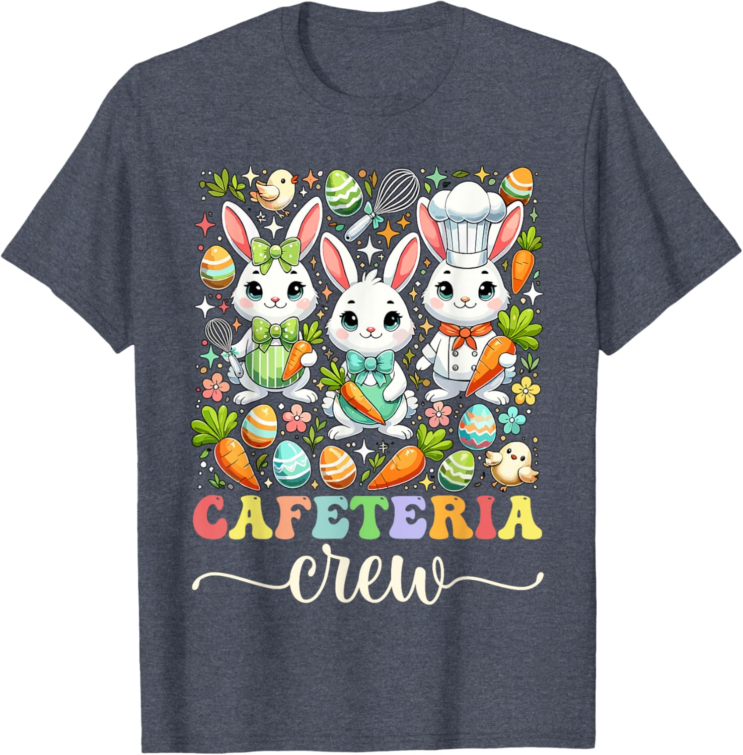 Groovy Cafeteria Crew Easter Bunny T-Shirt for School Workers - 11