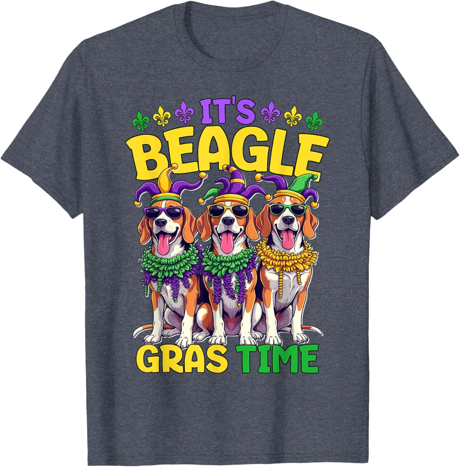 Mardi Gras Beagle Time T-Shirt for Fun Celebrations and Festivities - 15