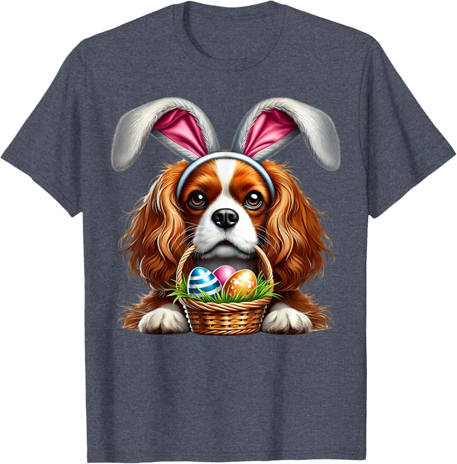 Cute Bunny Ear Cavalier King Charles Spaniel Easter Eggs T-Shirt - 9