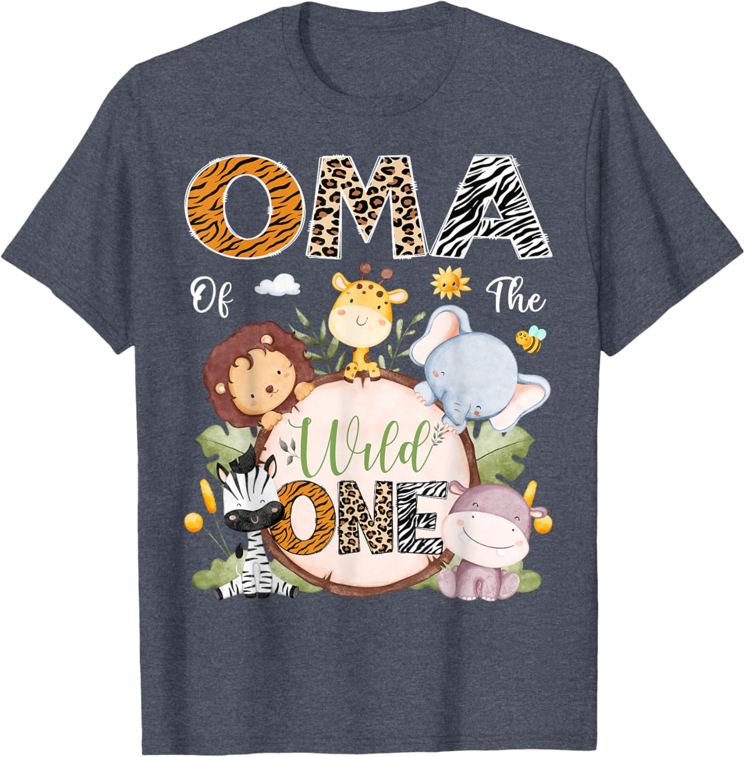 Oma Of The Wild One First Birthday Safari Jungle Animals T-Shirt - 11