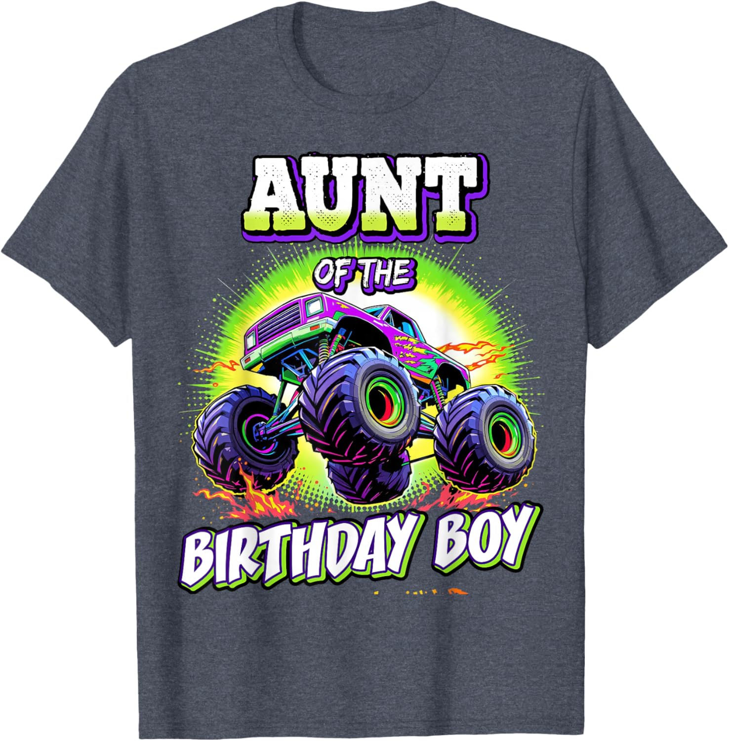 Aunt of the Birthday Boy Monster Truck T-Shirt for Fun Birthday Parties - 2