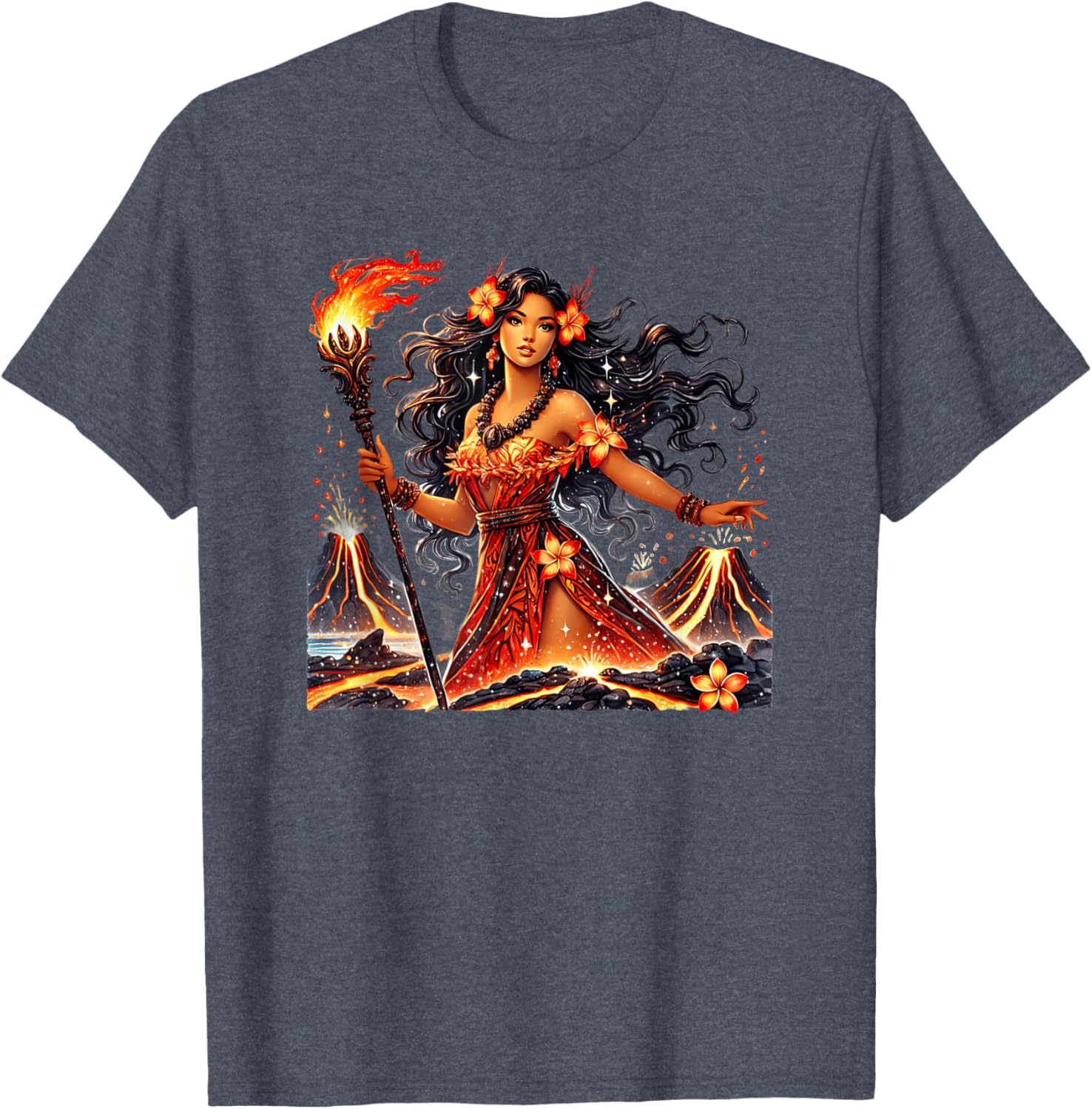 Hawaiian Goddess Pele Fire Transformation T-Shirt for Nature Lovers - 4
