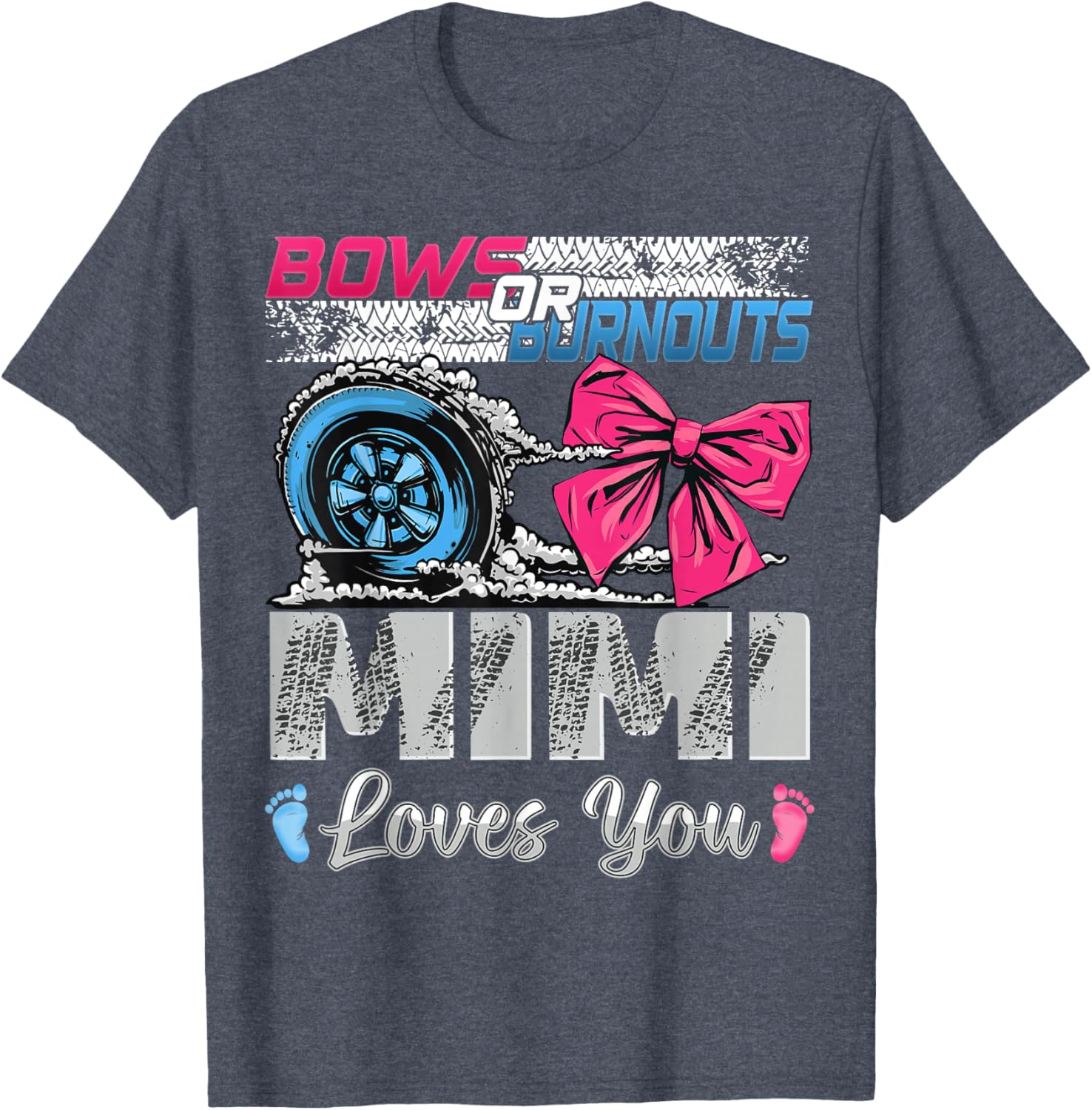 Burnouts or Bows Mimi Loves You Gender Reveal Party T-Shirt for Kids - 10