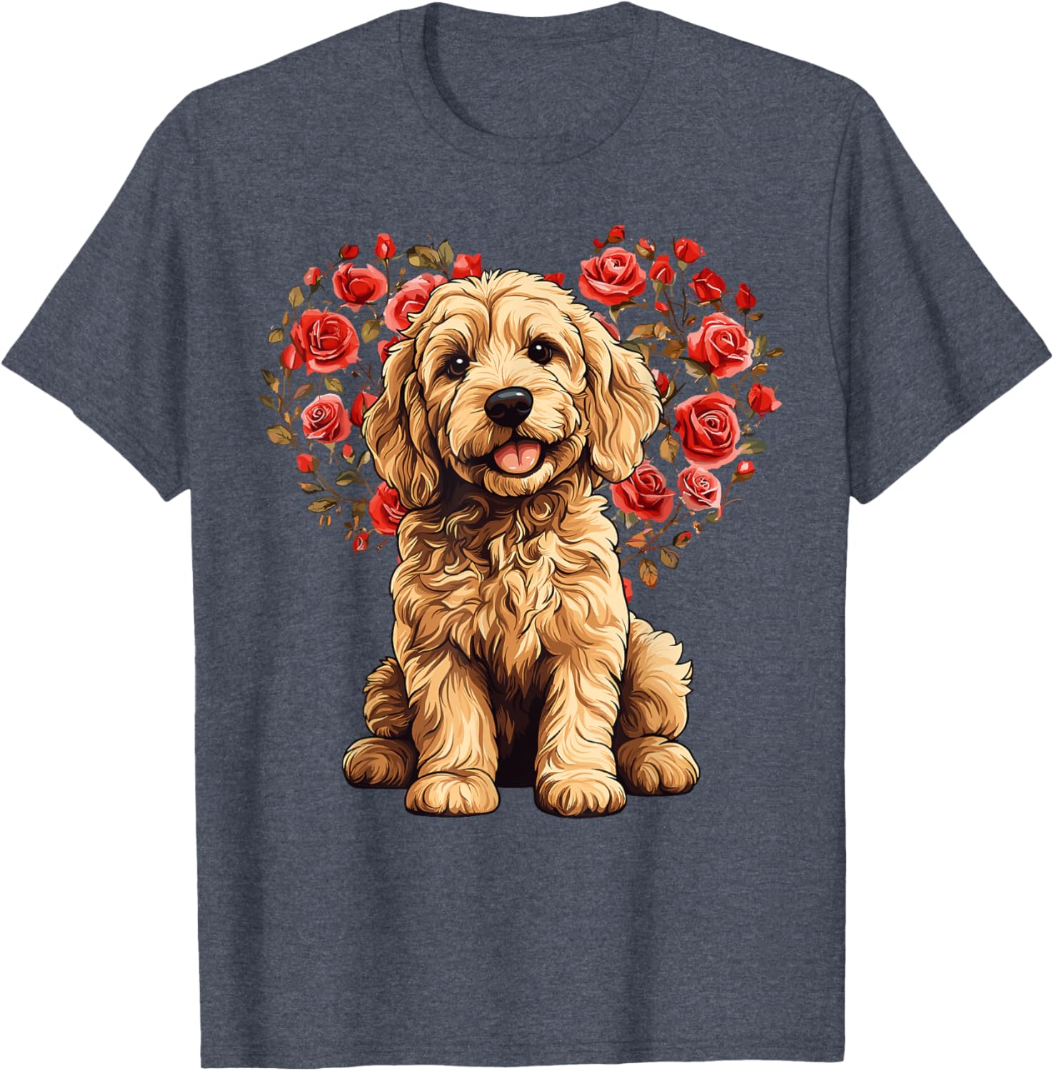 Goldendoodle Valentine’s Day Floral Heart T-Shirt for Dog Lovers - 8