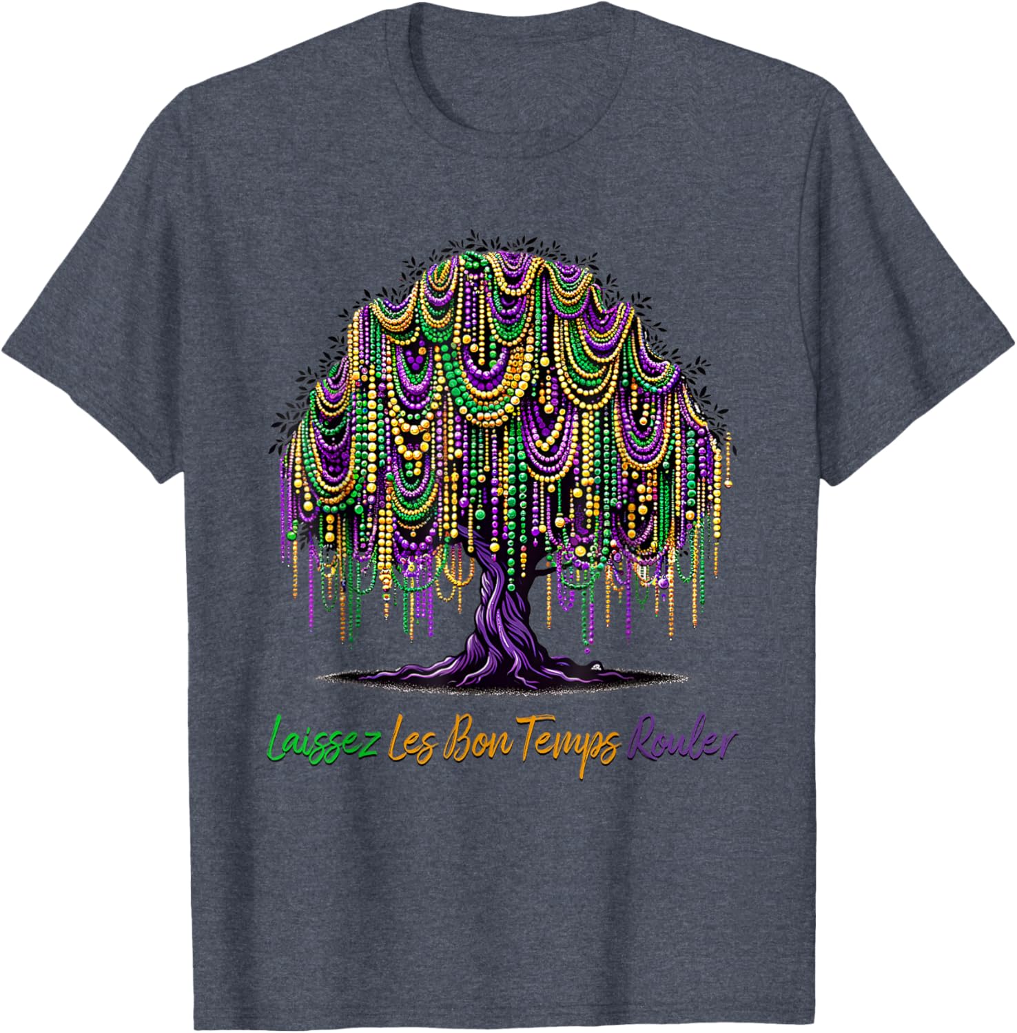 Laissez Les Bon Temps Rouler Mardi Gras Tree Beads T-Shirt for Festive Fun - 19