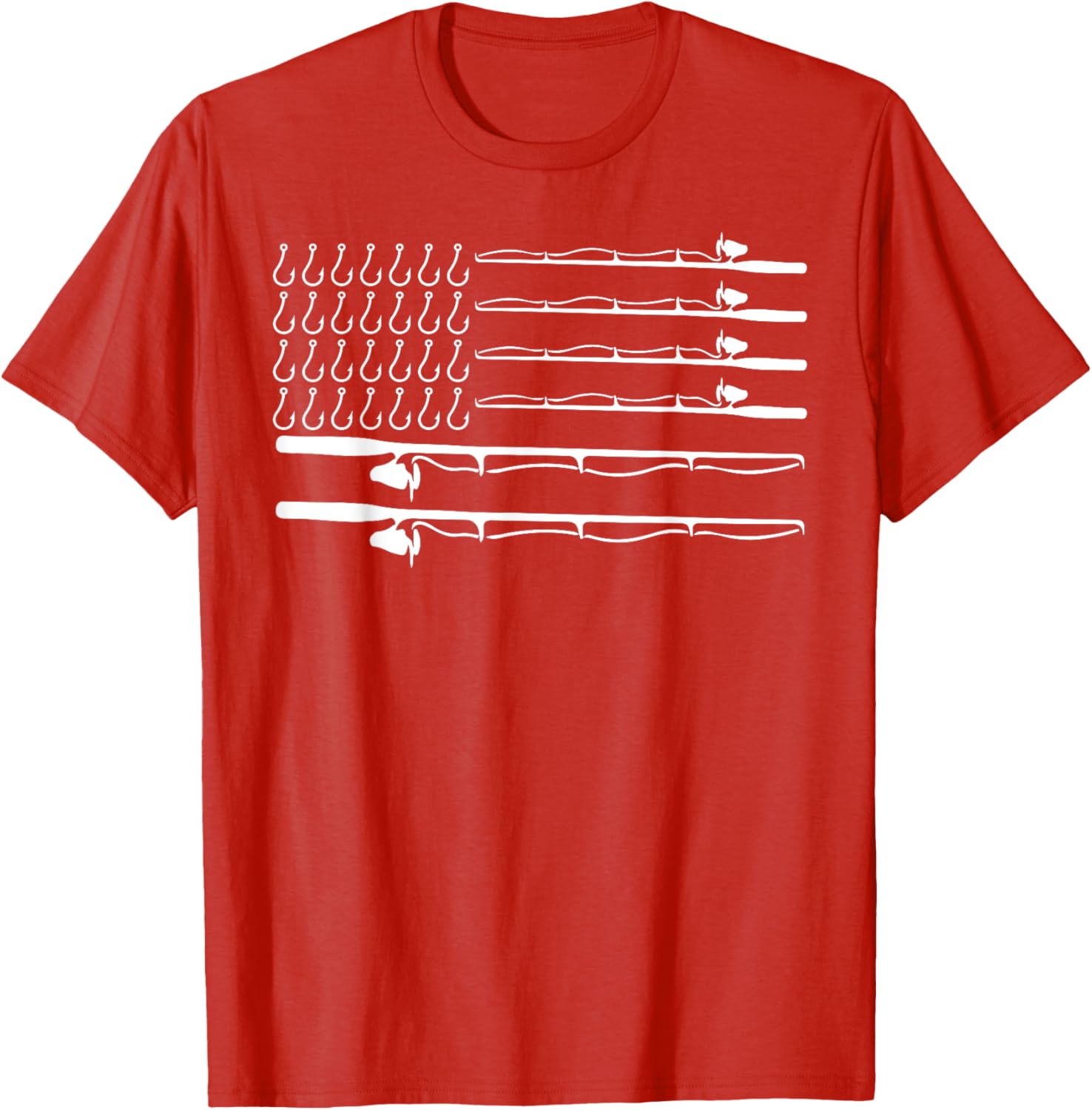 Patriotic Father's Day Fishing Rods USA Flag Graphic T-Shirt for Men - 6