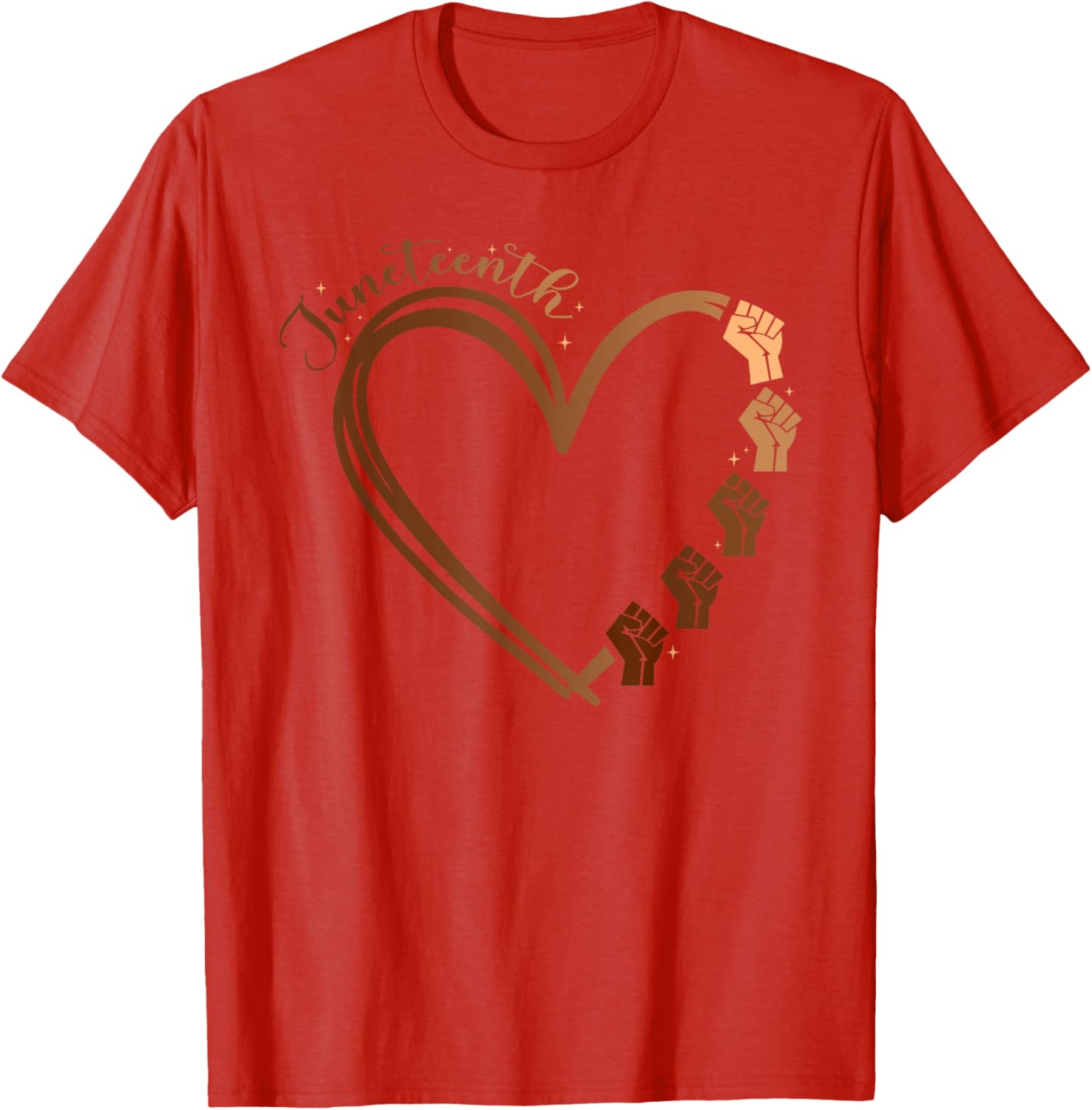 Juneteenth Heart Fist T-Shirt Celebrating Melanin and Black History Month - 11