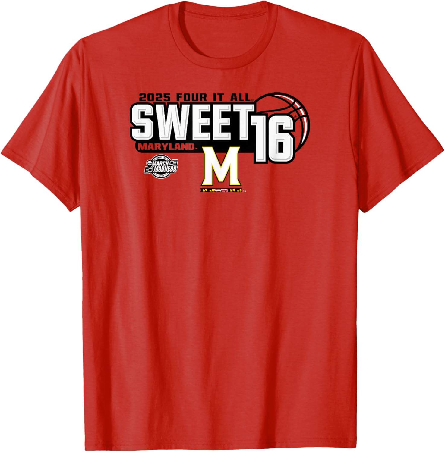Maryland Terrapins Women's Sweet 16 2025 March Madness Red T-Shirt - 1