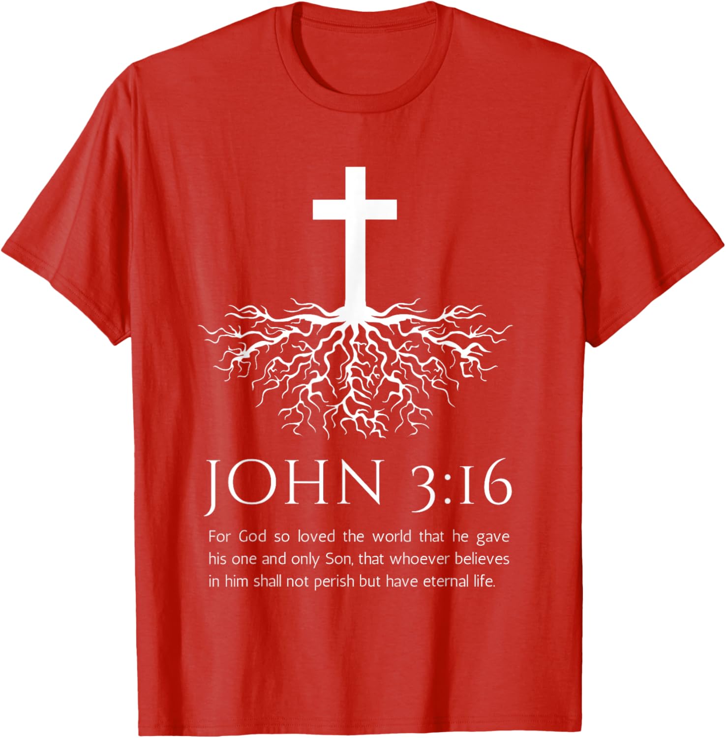 John 3:16 Jesus Cross T-Shirt with Tree Design - Christian Faith Apparel - 17