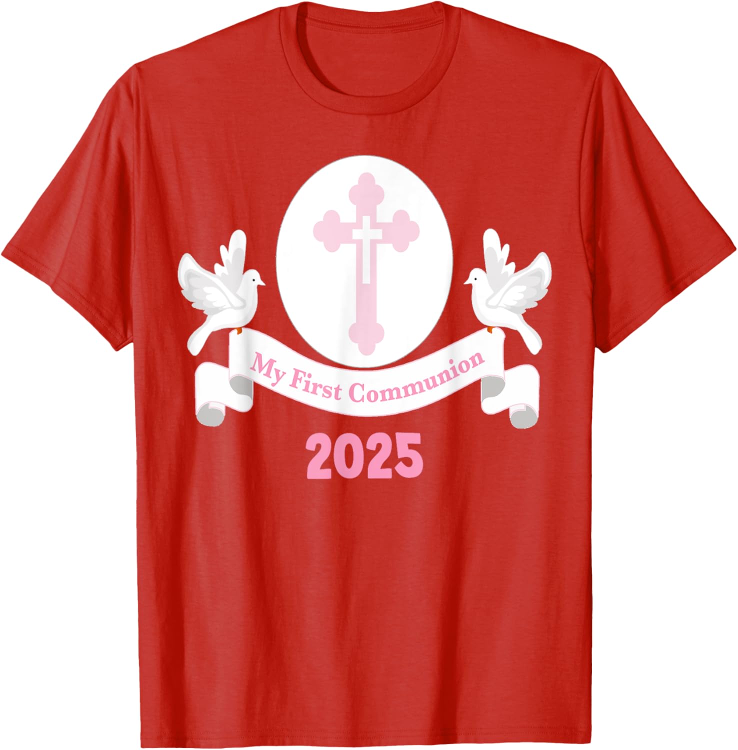 First Communion Girls Pink Cross T-Shirt for Daughter or Niece 2025 - 11