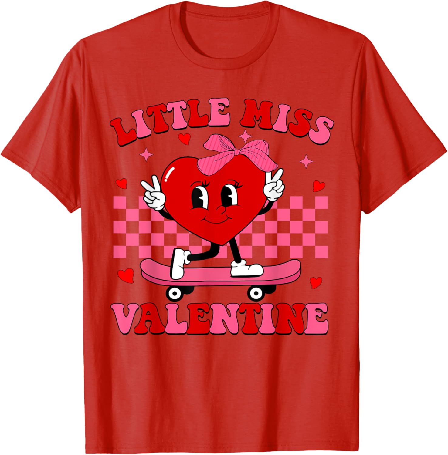 Little Miss Valentine Heart Skateboard T-Shirt for Fun-Loving Women - 17