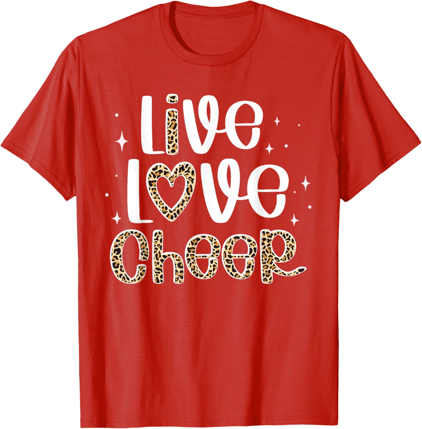 Cheerleader Live Love Cheer Leopard Print T-Shirt for Cheer Fans - 11