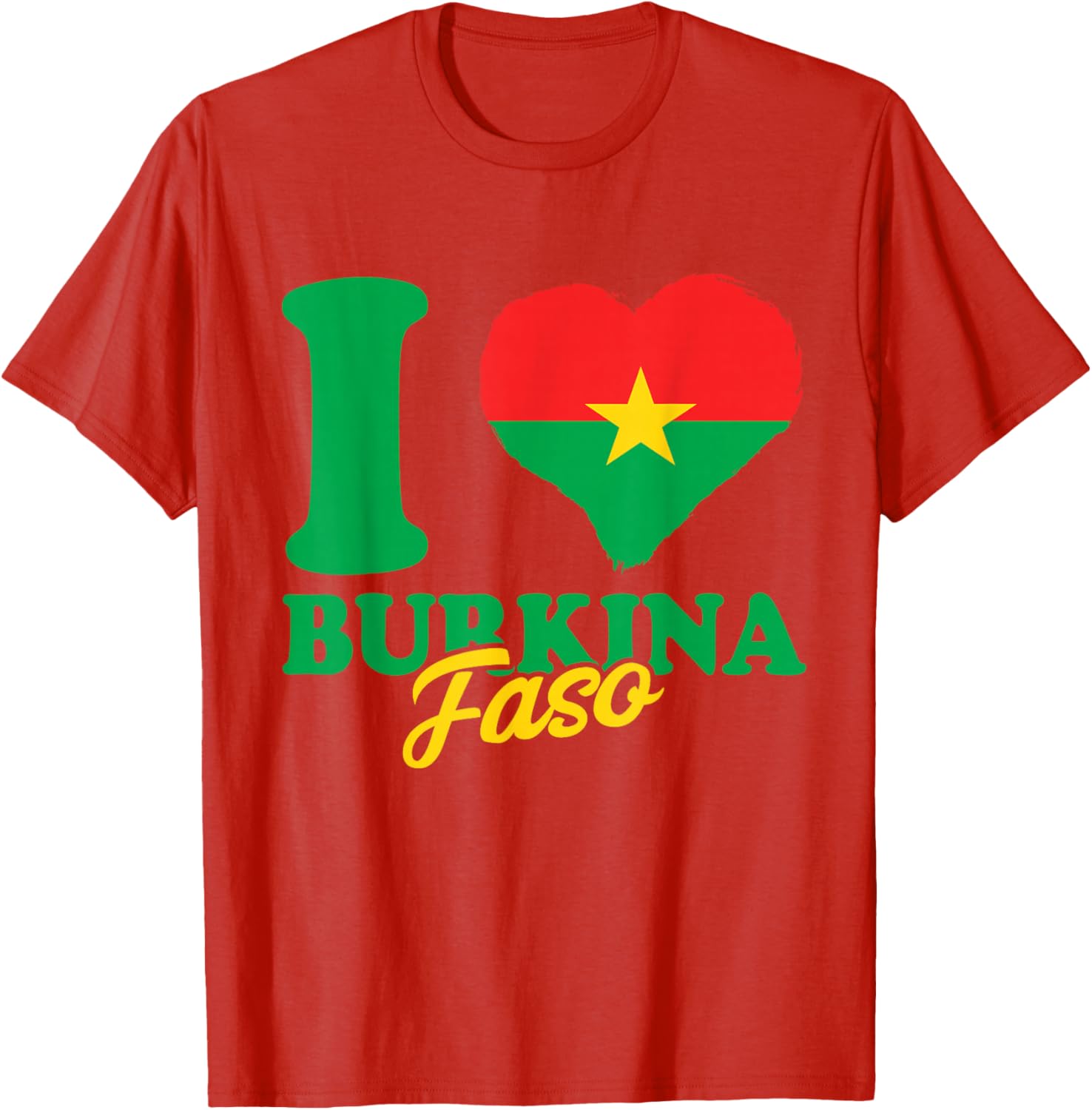 I Love Burkina Faso Heart T-Shirt with Burkina Faso Flag Design - 23