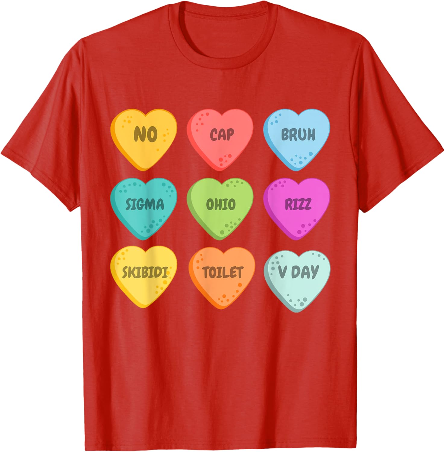 Skibidi Valentine's Day Rizz Candy Heart T-Shirt for Groovy Love Vibes - 22