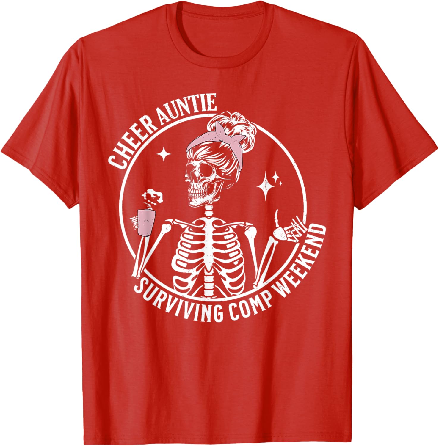 Skeleton Coffee Cheer Auntie T-Shirt for Weekend Fun and Style - 3