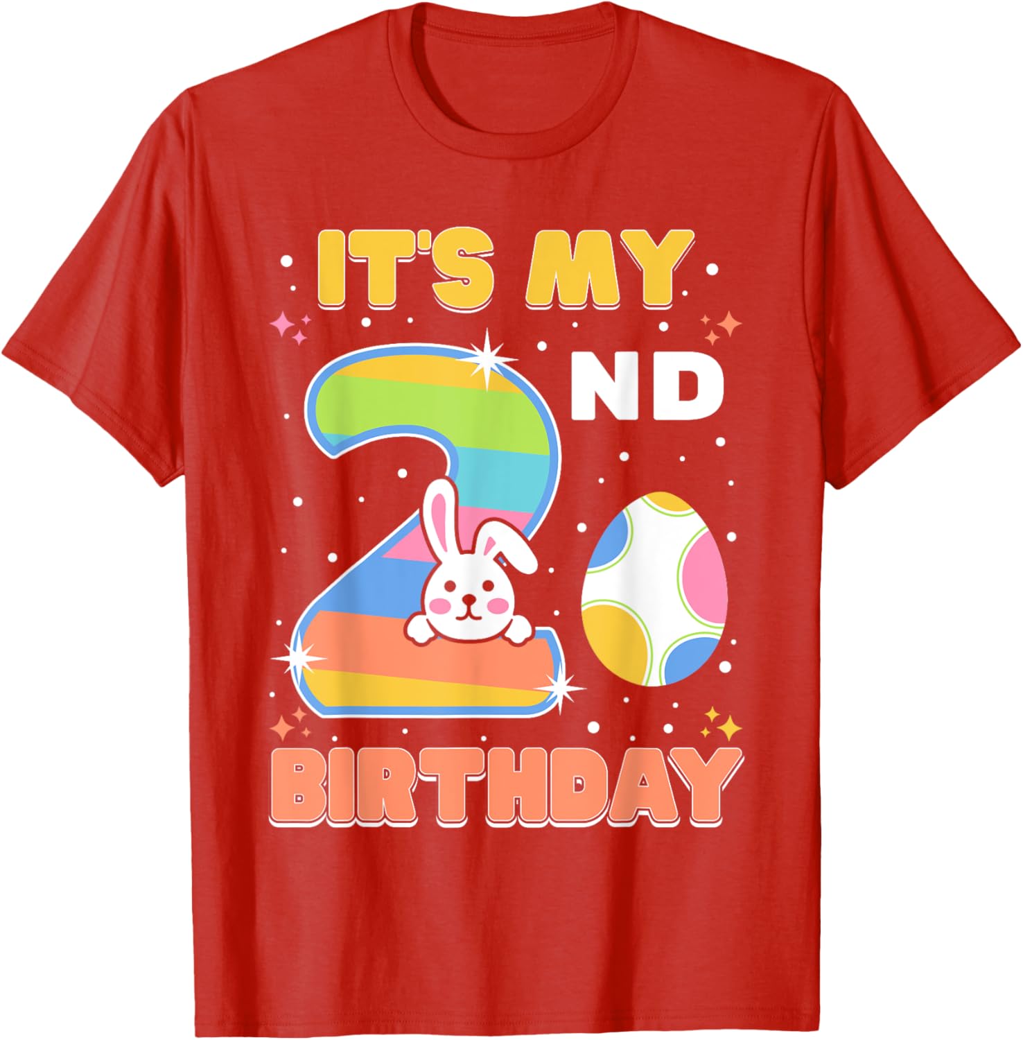 Cute Easter Bunny 2nd Birthday T-Shirt for Boys and Girls Age 2 - 2