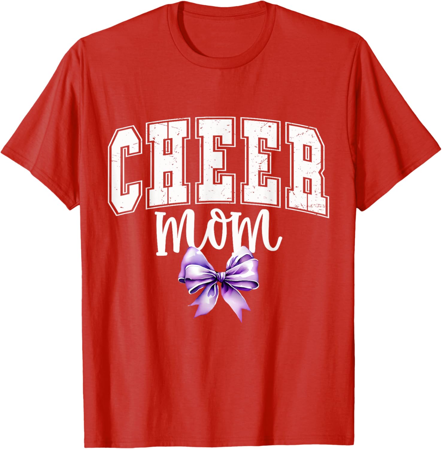 Cheer MOM Coquette Purple Bow Cheerleader T-Shirt for Supportive Moms - 10