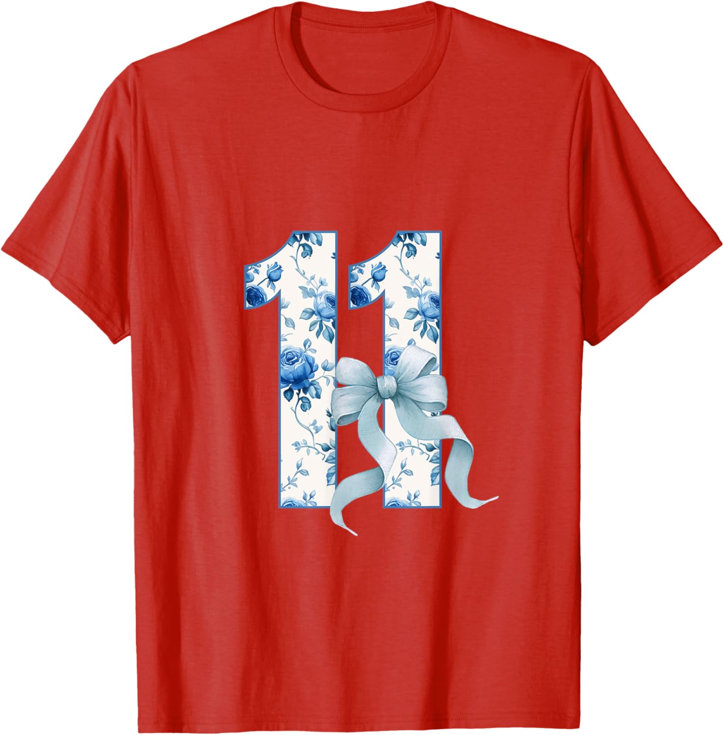 Adorable Birthday Girl Coquette Blue Bow T-Shirt for 11th Birthday Celebrations - 7